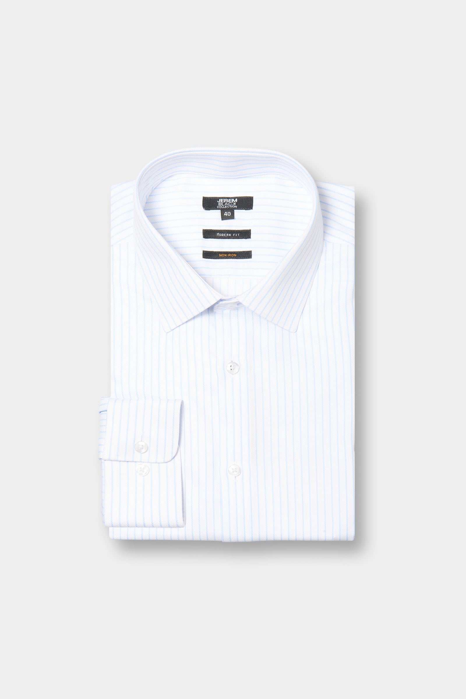 Chemise texturée à rayures bleu ciel Sans Repassage Coupe droite Jerem, col classique, coupe droite, sans repassage