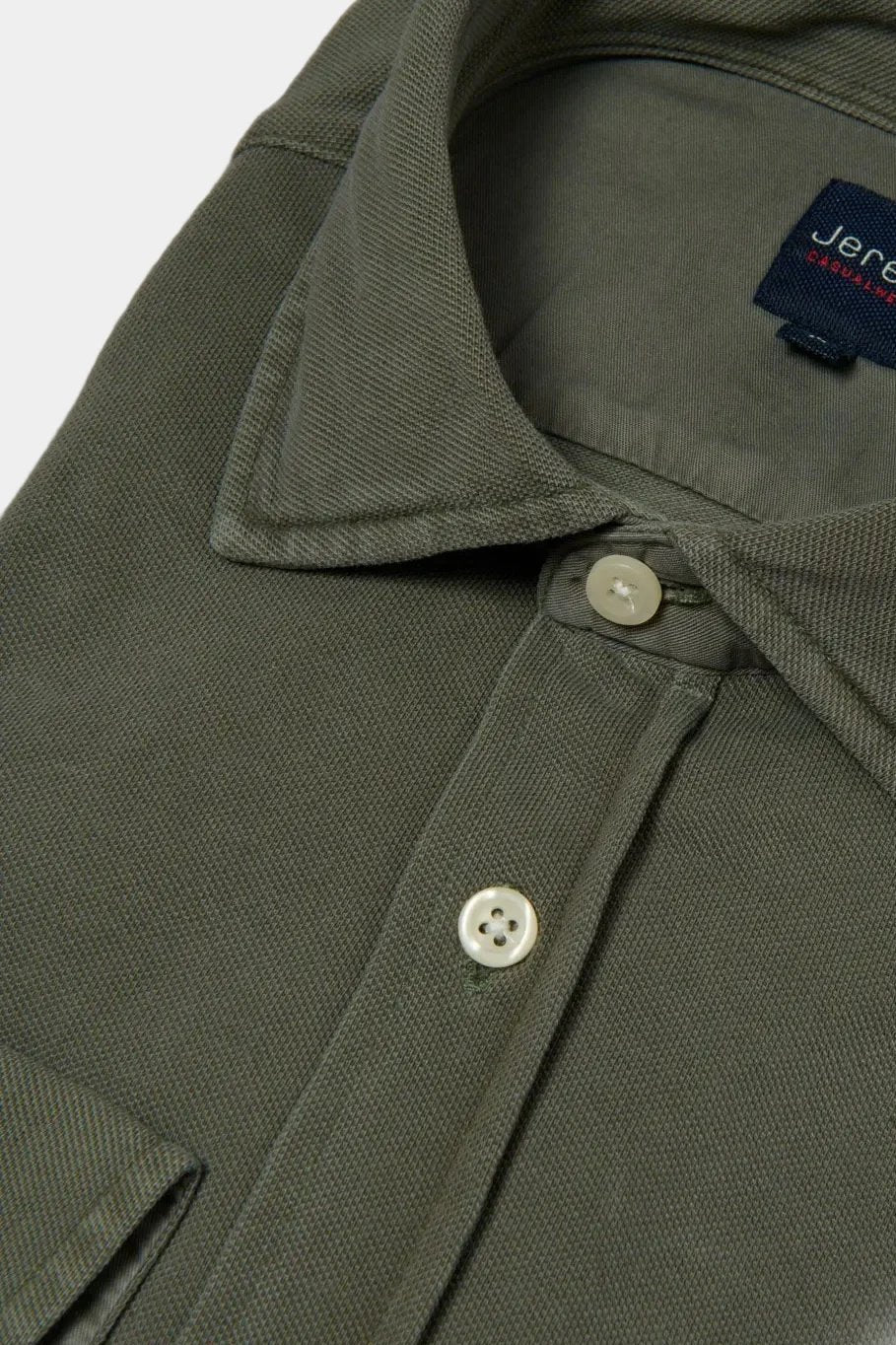 Chemise teinte, pièce en maille piquée de coton coupe confortable Jerem, coupe confortable, col semi-italien