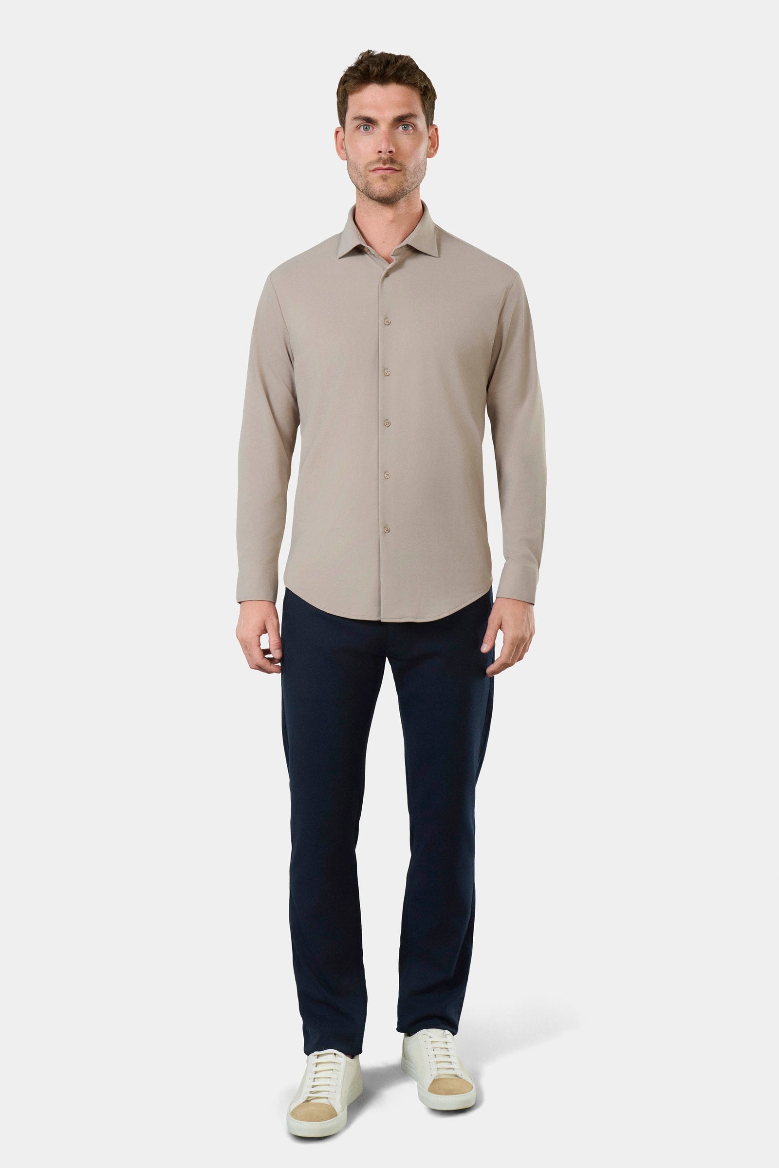 Matière stretch infroissable Slim fit ligne Activewear col semi-italien — Chemise Jerem, col semi-italien