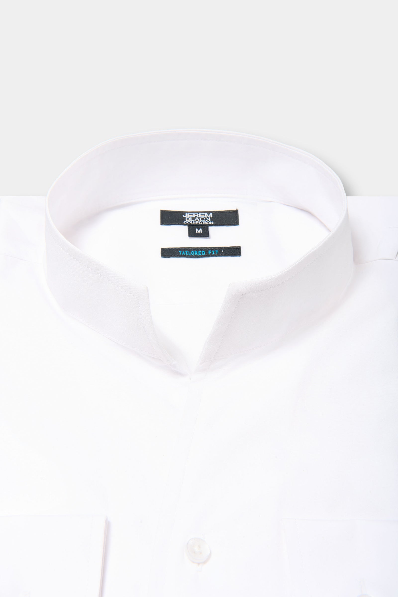 Chemise en popeline de coton col montant ouvert coupe ajustée, Jerem