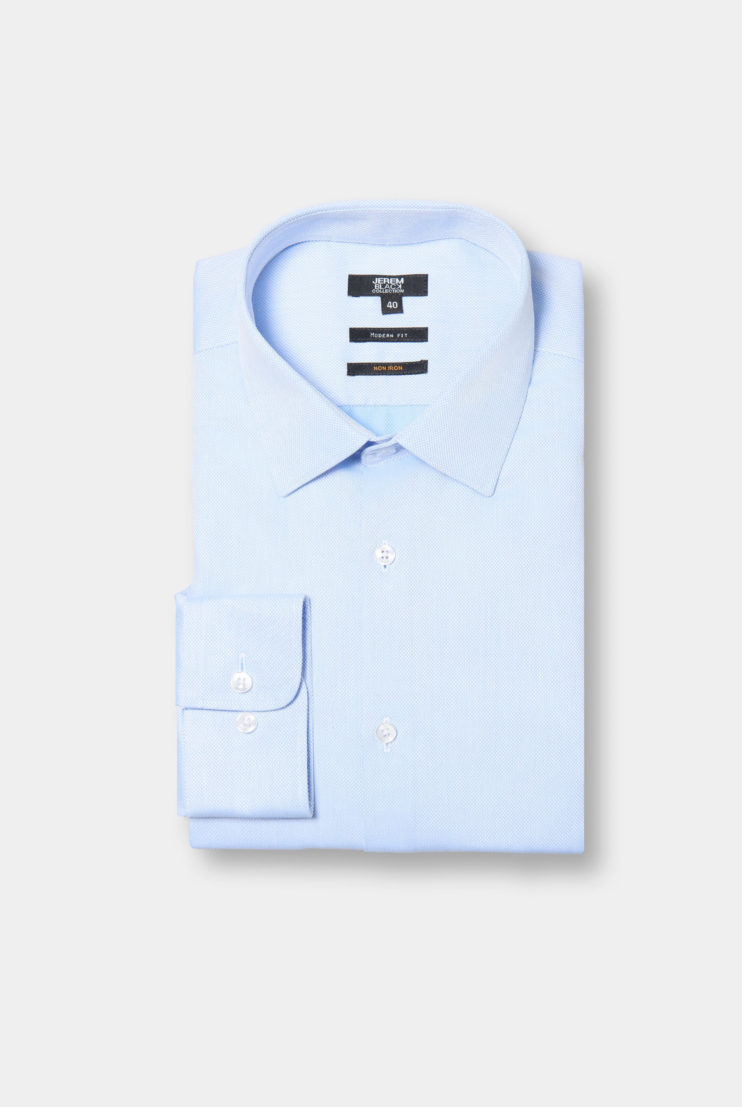 Chemise texturée en pur coton sans repassage coupe droite Jerem, col classique, coupe droite, sans repassage