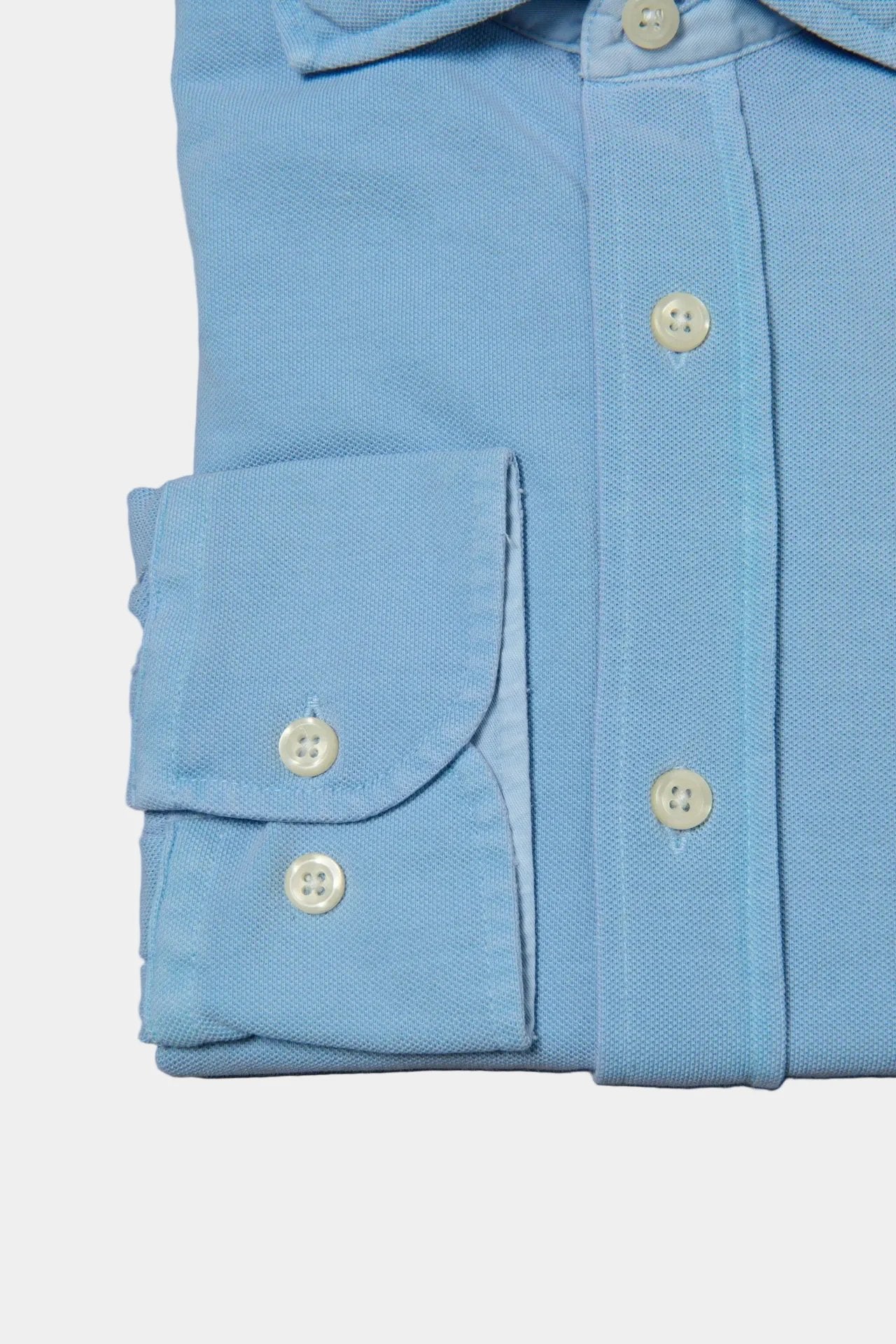 Chemise teinte en pièce en maille piquée de coton confortable Jerem, col semi-italien, coupe confortable