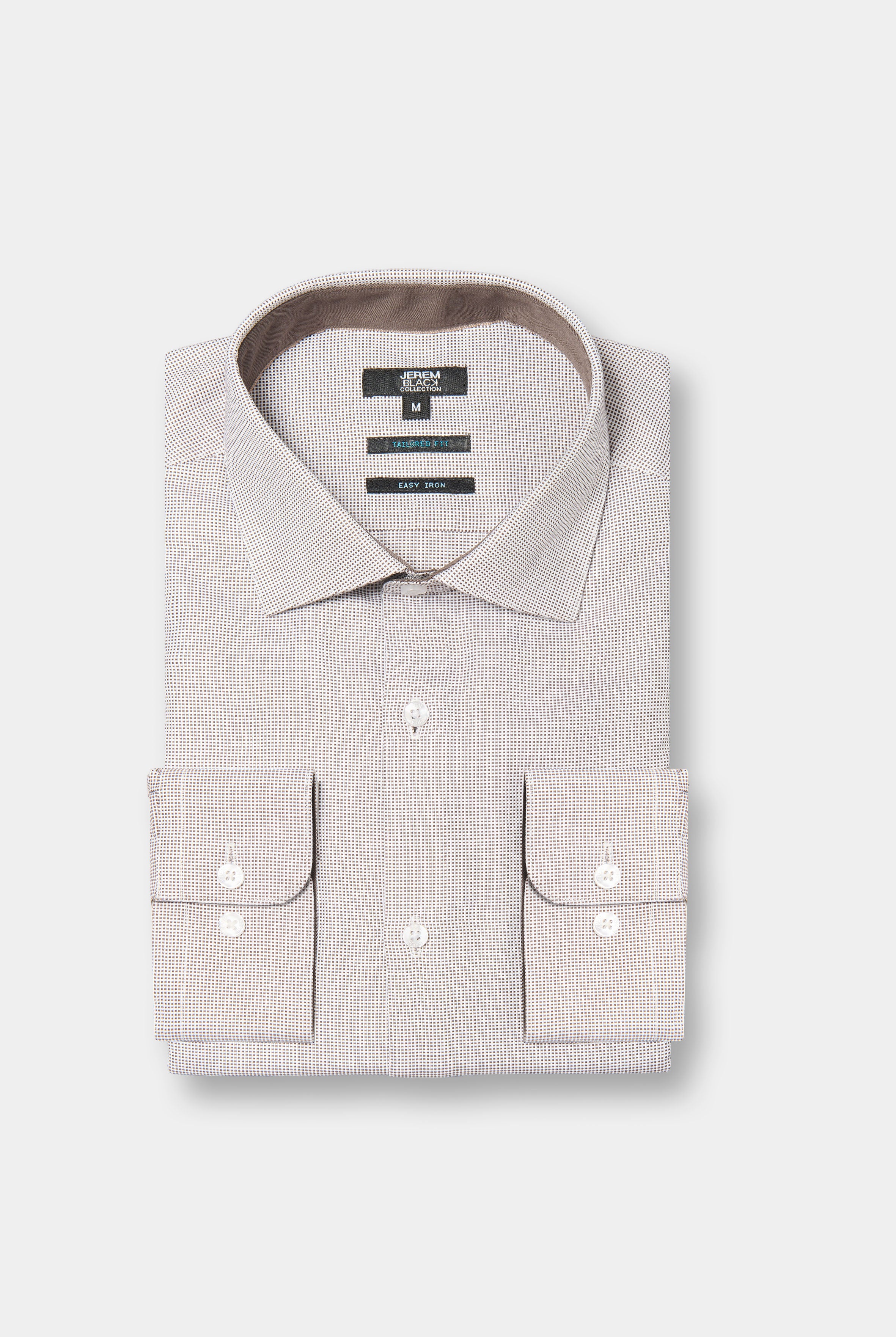 Chemise bicolore texturée en coton repassage facile coupe ajustée col semi-italien Jerem, col semi-italien, coupe ajustée, repassage facile