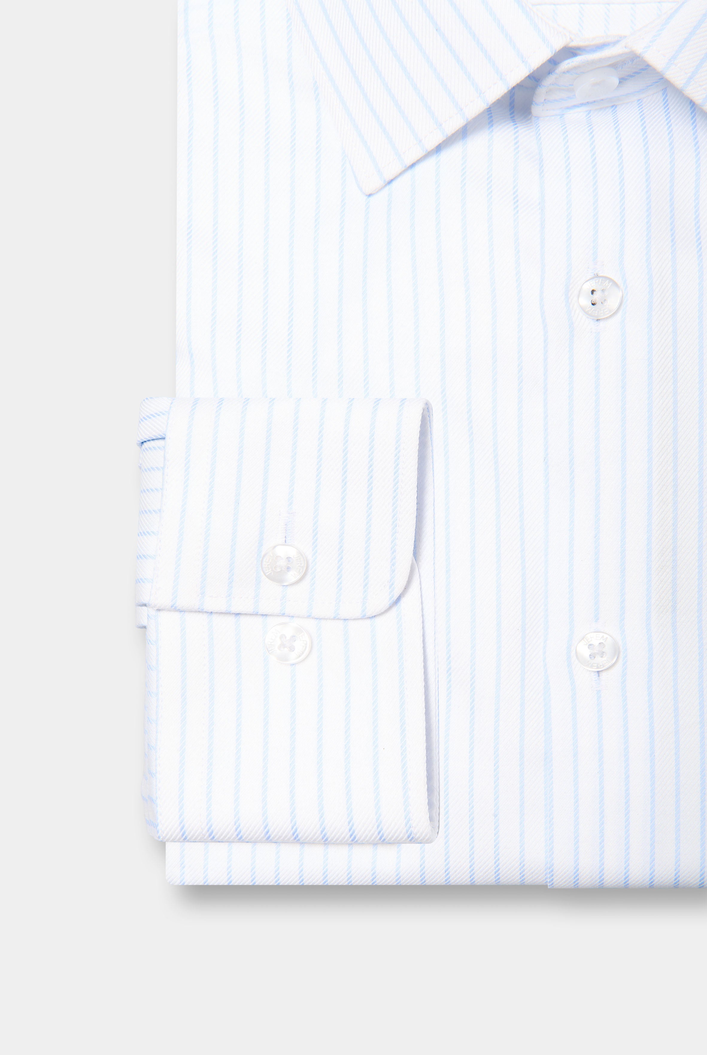 Chemise texturée à rayures bleu ciel Sans Repassage Coupe droite Jerem, sans repassage, col classique