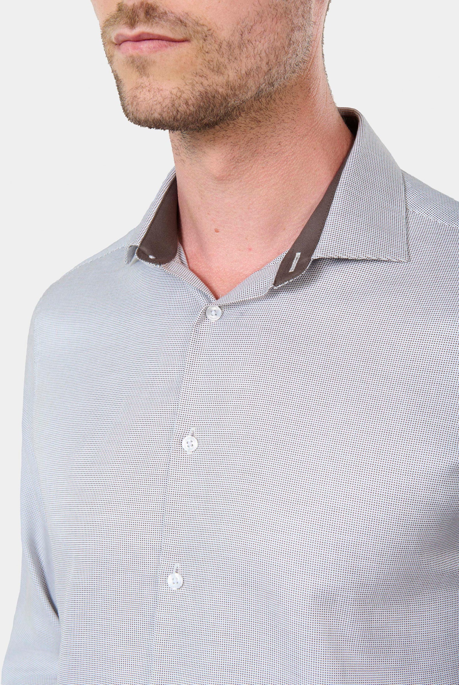 Chemise bicolore texturée Jerem, coupe ajustée, repassage facile