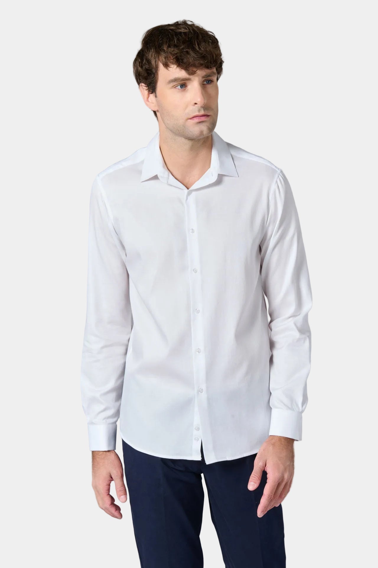 Jerem — Chemise cérémonie texturée en pur coton coupe ajustée