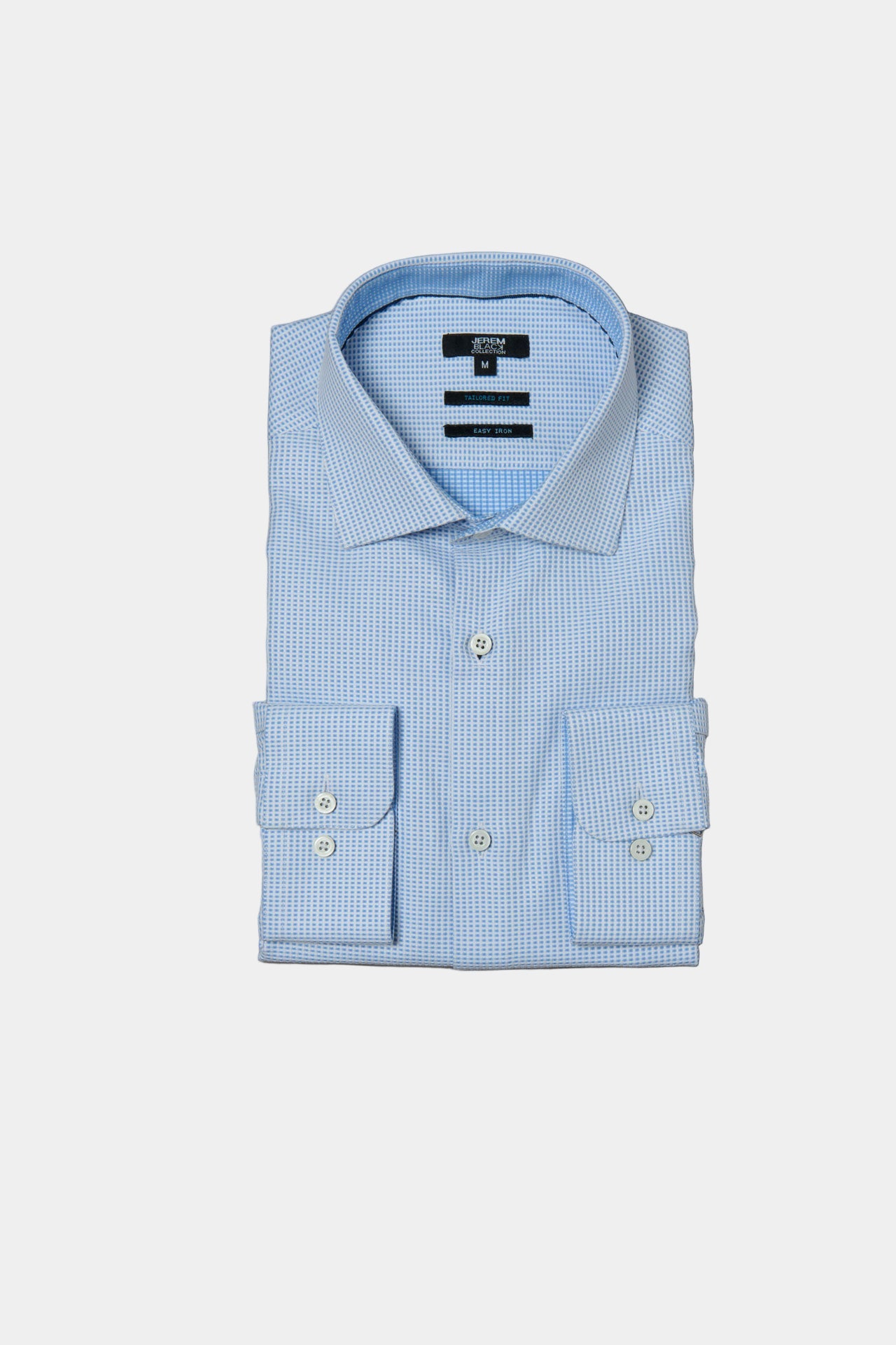 Chemise texturée en coton repassage facile coupe ajustée à intérieur contrasté Jerem, col semi-italien, coupe ajustée, repassage facile