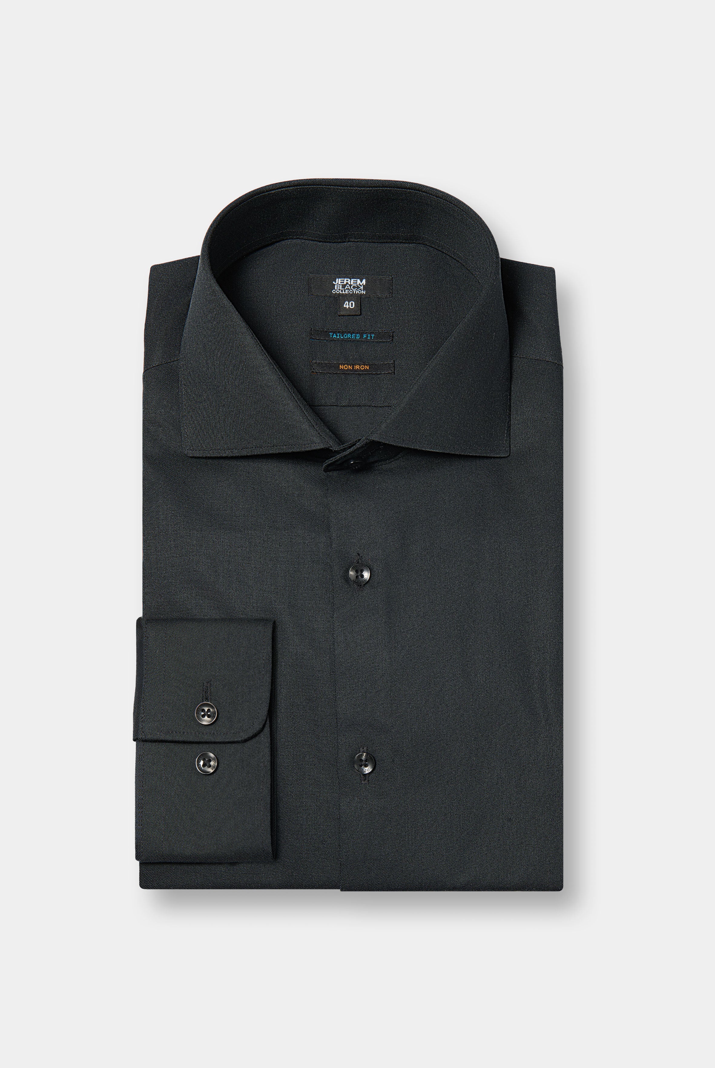 Chemise en twill de coton col italien sans repassage Jerem, coupe ajustée, sans repassage