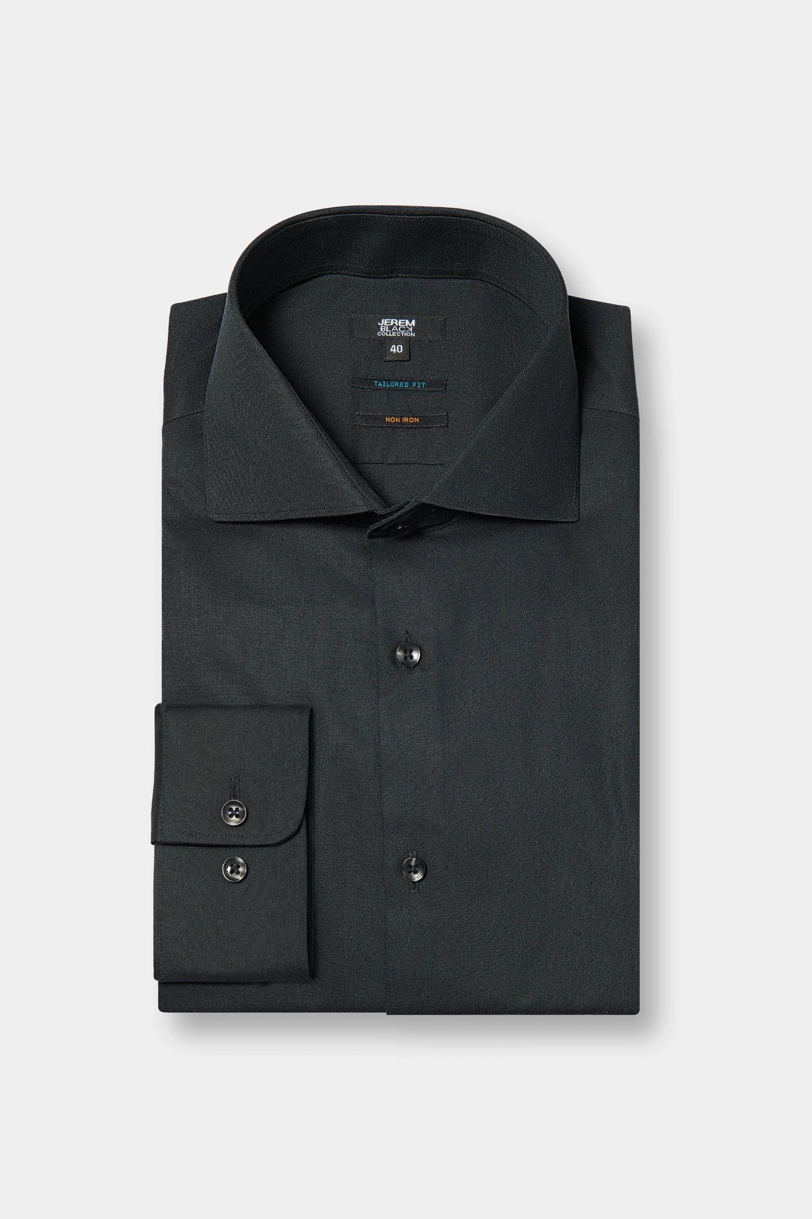 Chemise en twill de coton col italien sans repassage Jerem, coupe ajustée, sans repassage