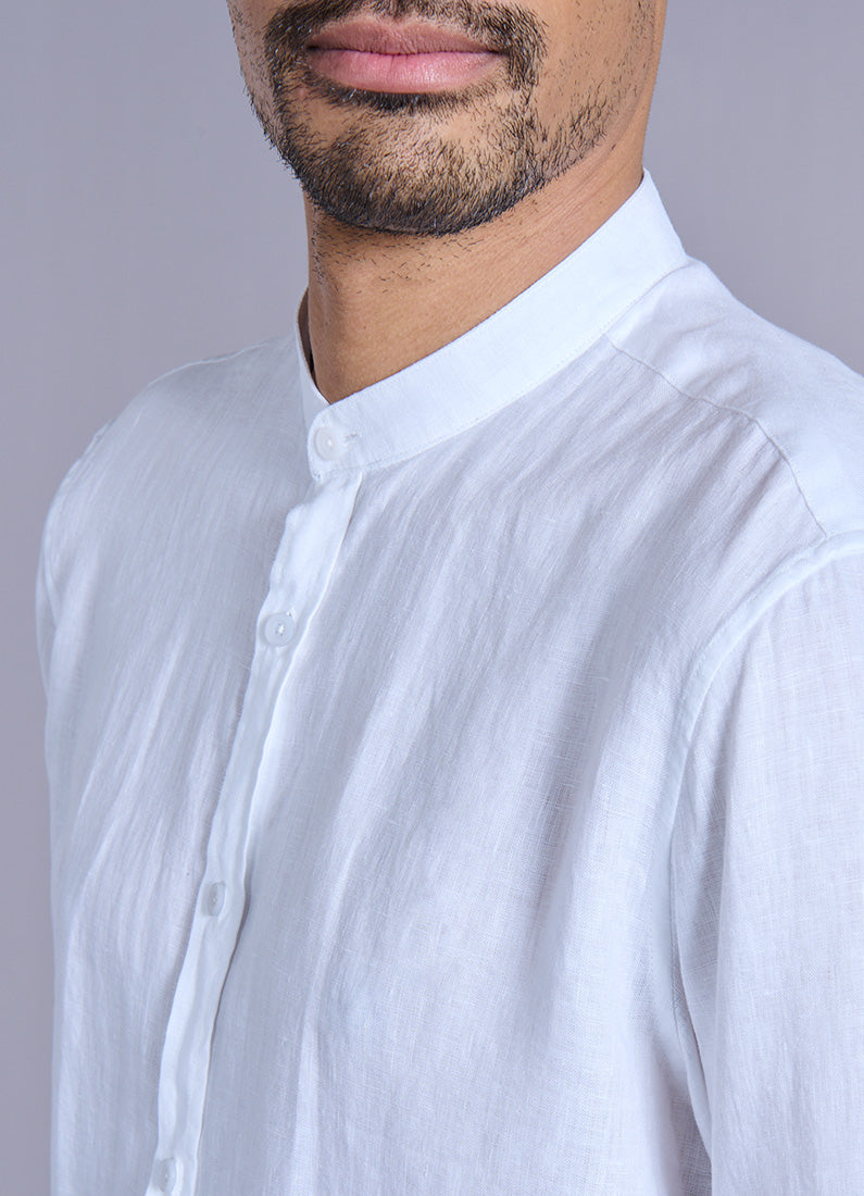 Chemise, lin col officier regular fit Jerem