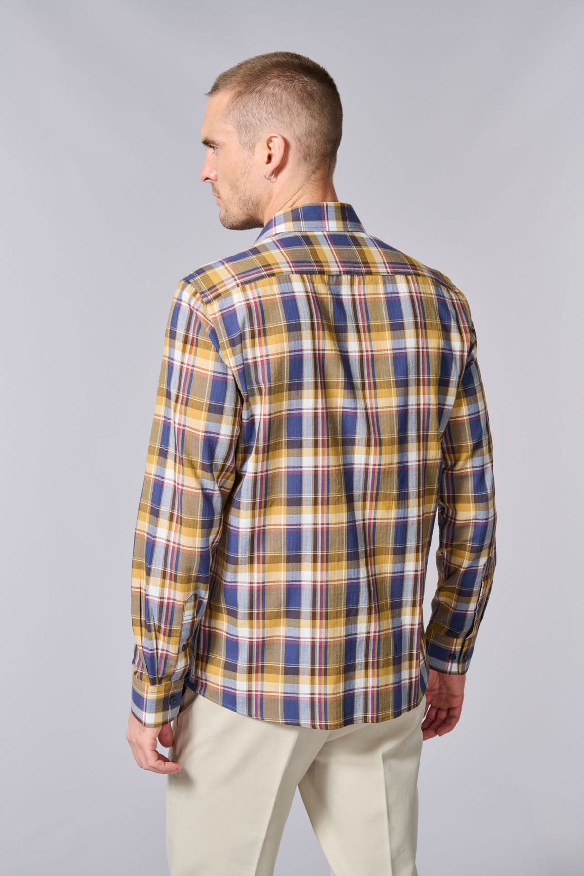 Chemise texturée motif chevrons grands carreaux - regular fit Jerem, col classique vue 4