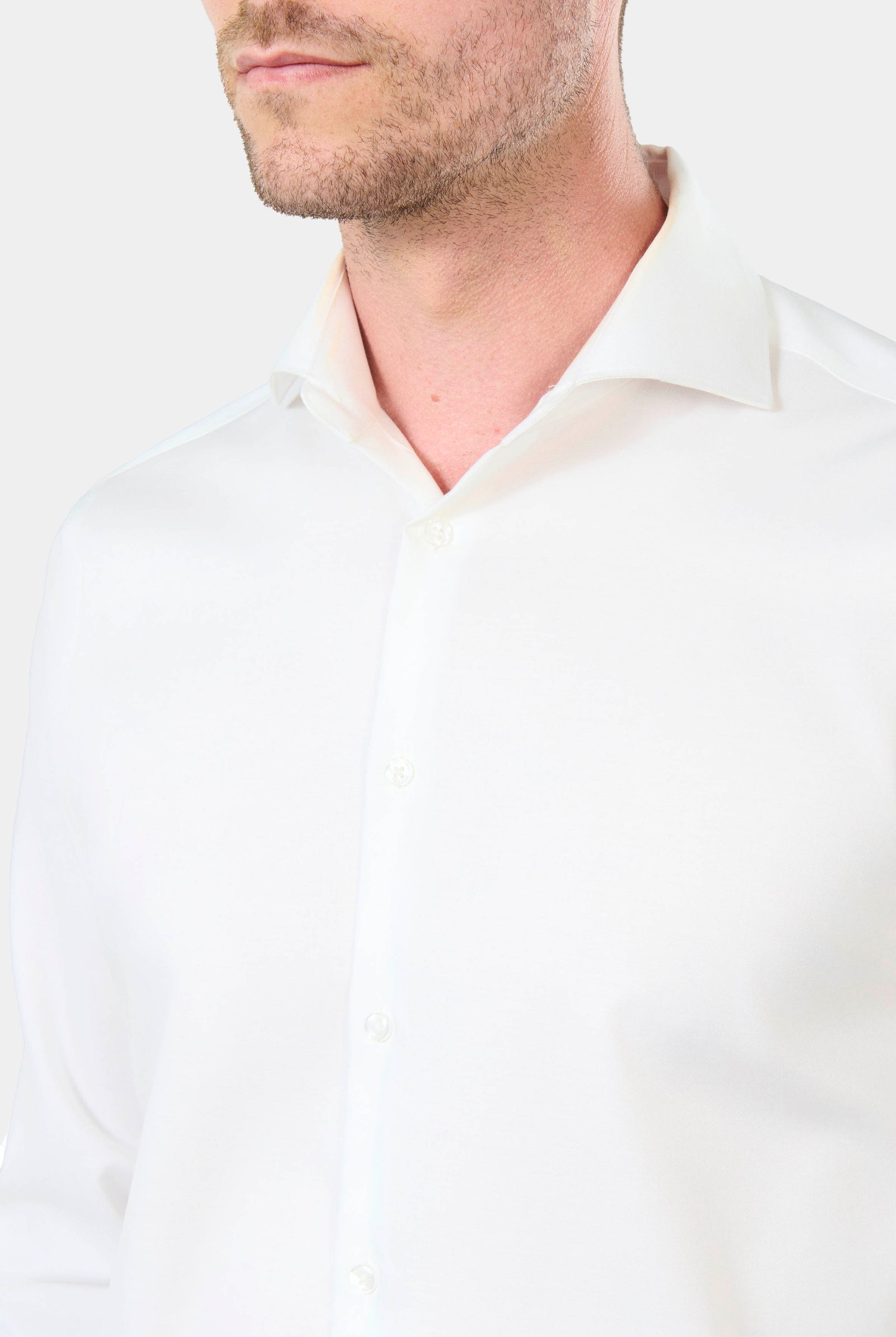 Twill de coton col italien sans repassage — Chemise Jerem, sans repassage