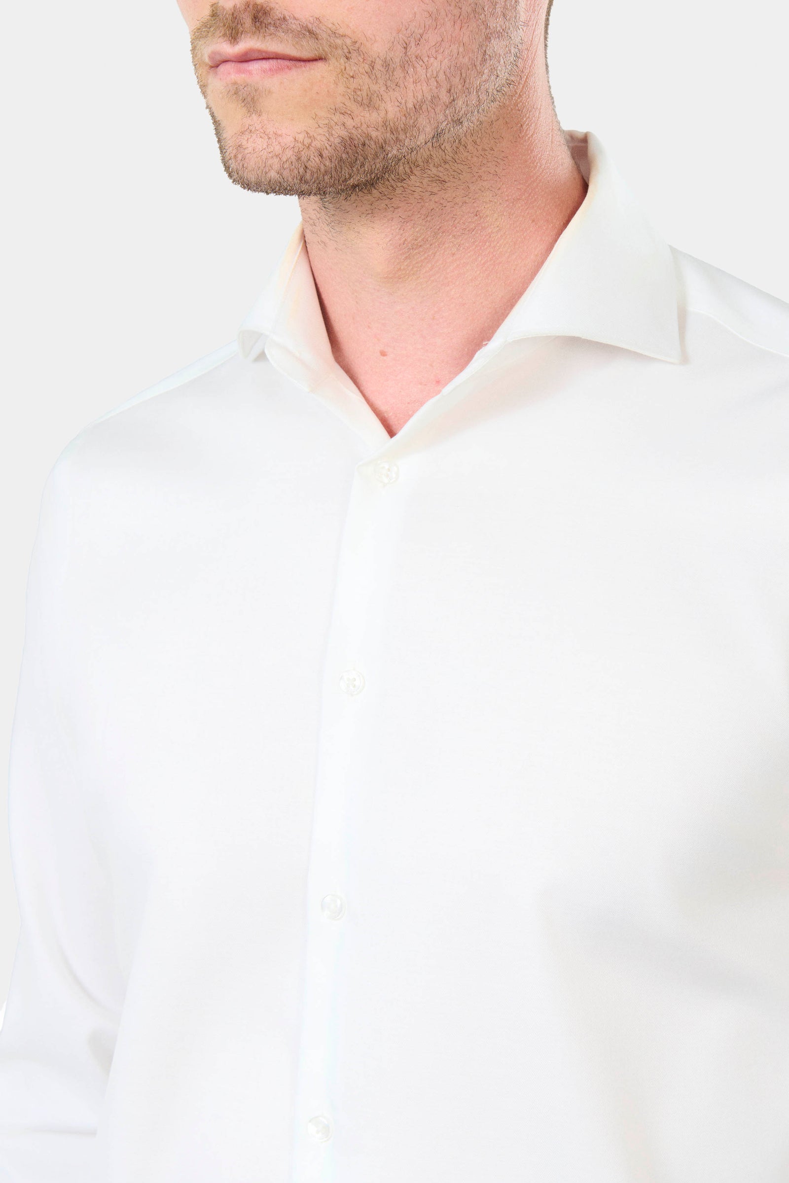 Twill de coton col italien sans repassage — Chemise Jerem, sans repassage