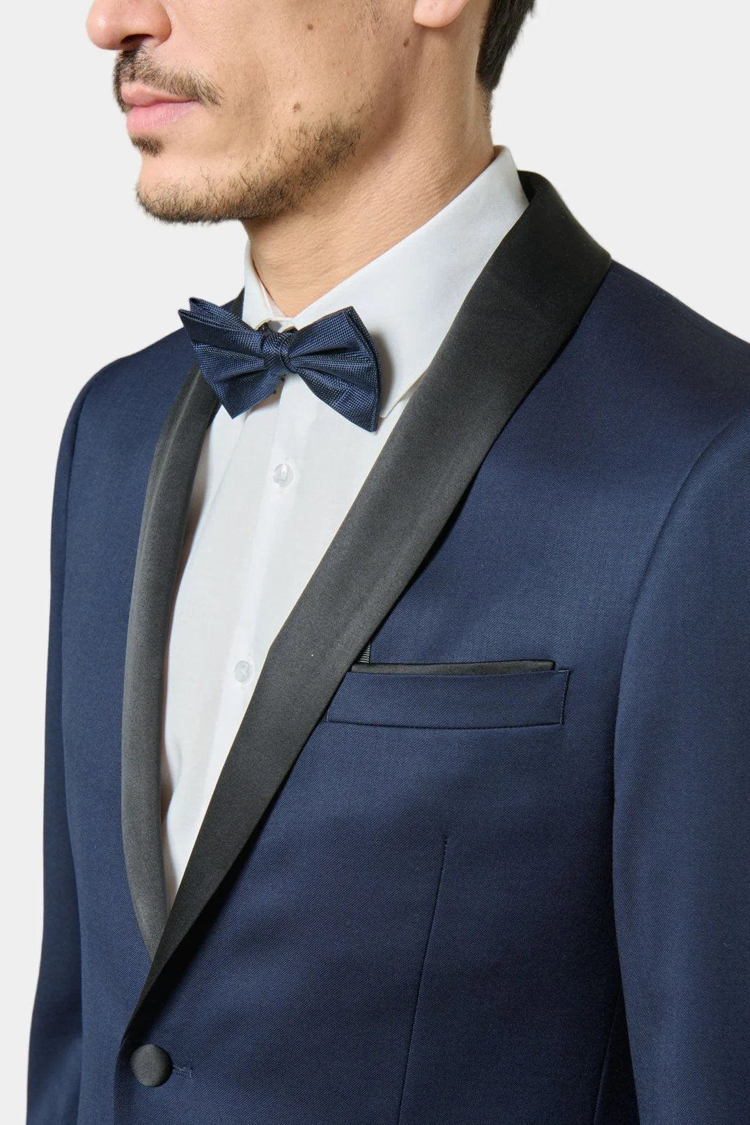 Sergé « Natural stretch » a de laine vierge Super 120's — Smoking Jerem, poche poitrine, simple boutonnage