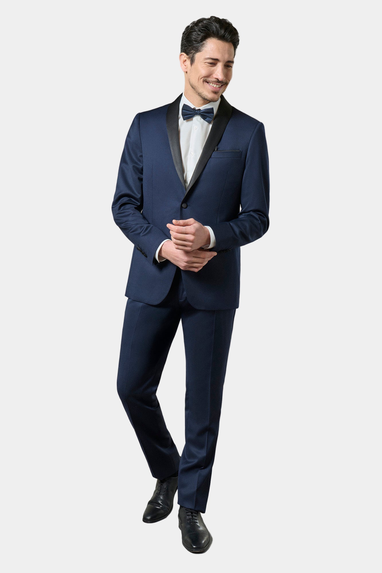 Smoking en sergé « Natural stretch » a de laine vierge Super 120's Jerem, ceinture sartoriale, poches italiennes, poche poitrine