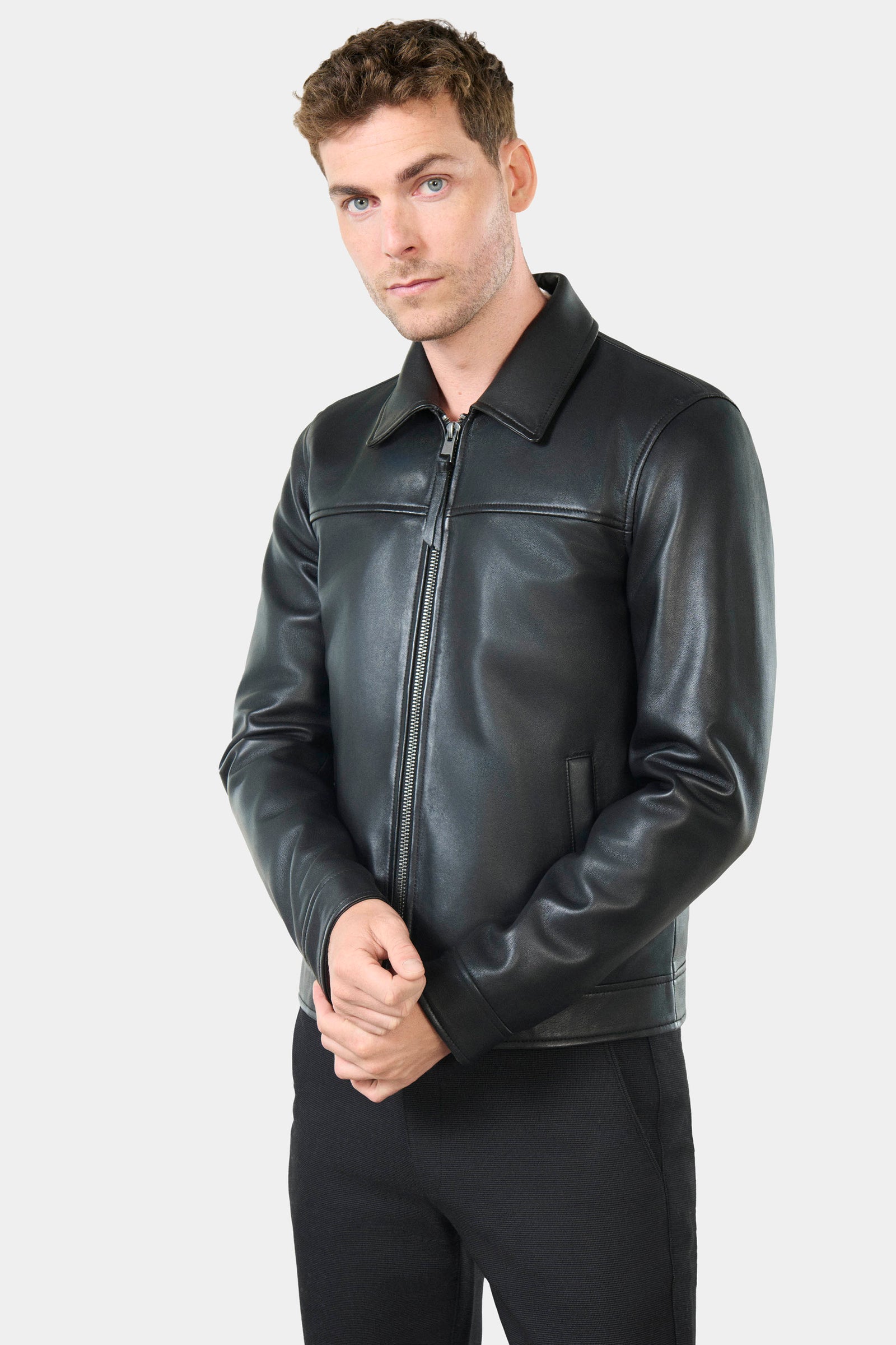 Blouson en cuir col tailleur Tayot Jerem