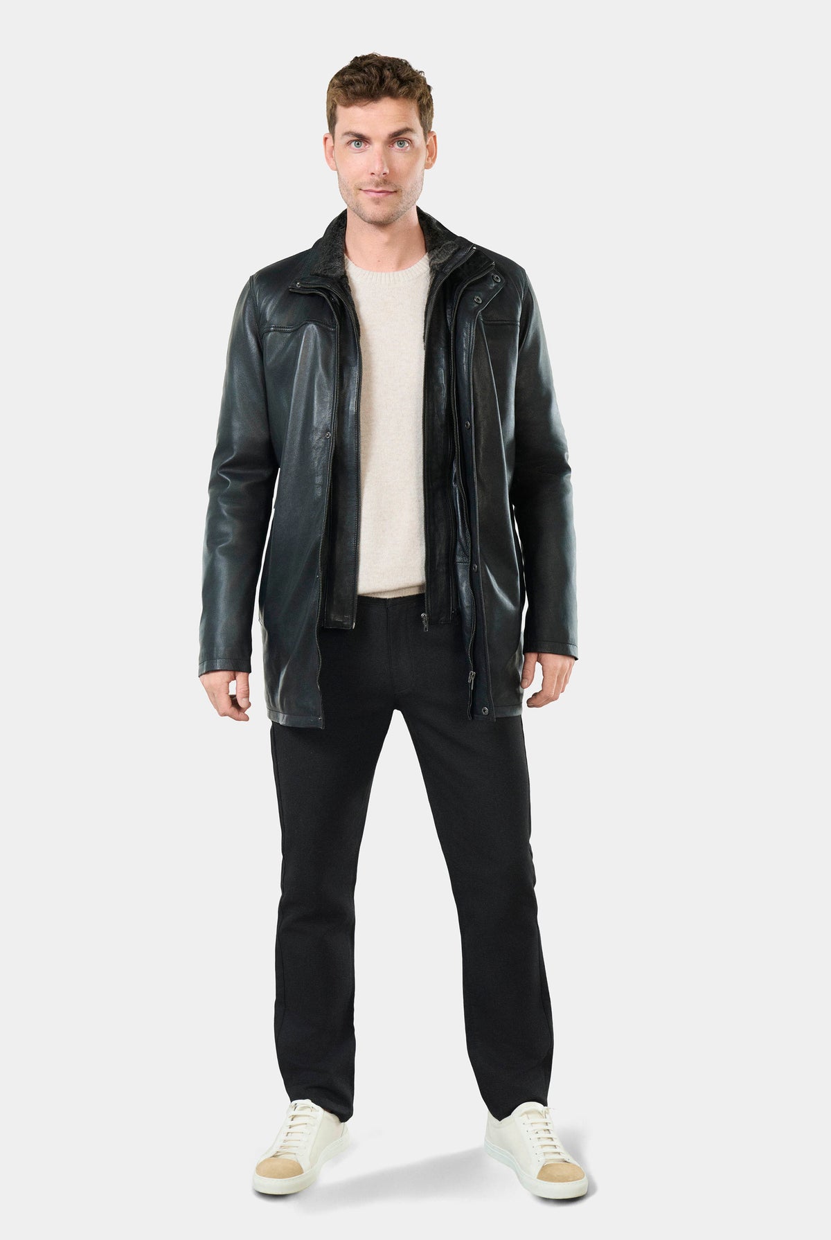 Cuir avec parementure amovible Polka — Parka Jerem