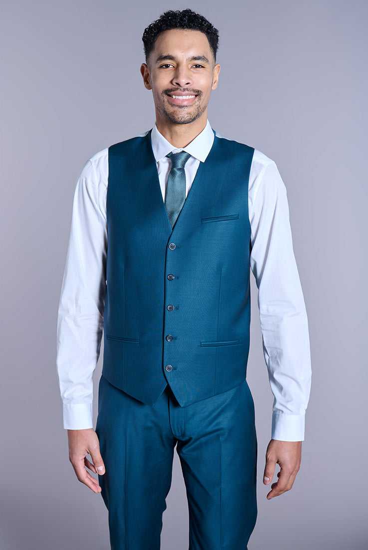 Laine mélangée bi-stretch — Gilet de costume Jerem, entièrement doublée vue 7