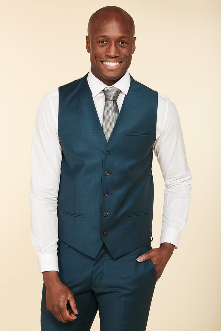 Laine mélangée bi-stretch — Gilet de costume Jerem, entièrement doublée vue 11