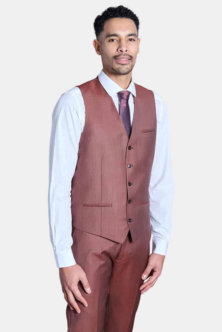 Gilet de costume en faux-uni de laine vierge « Natural stretch » Jerem, entièrement doublée