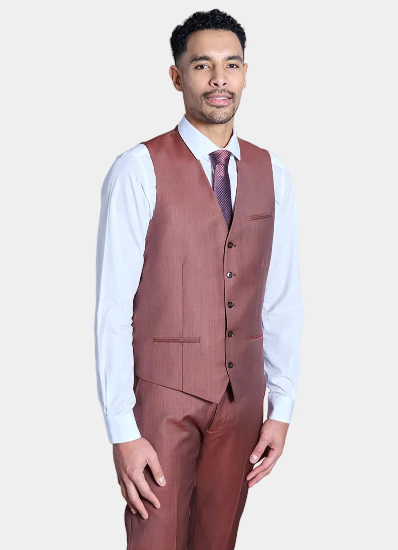 Gilet de costume en faux-uni de laine vierge « Natural stretch » Jerem, entièrement doublée