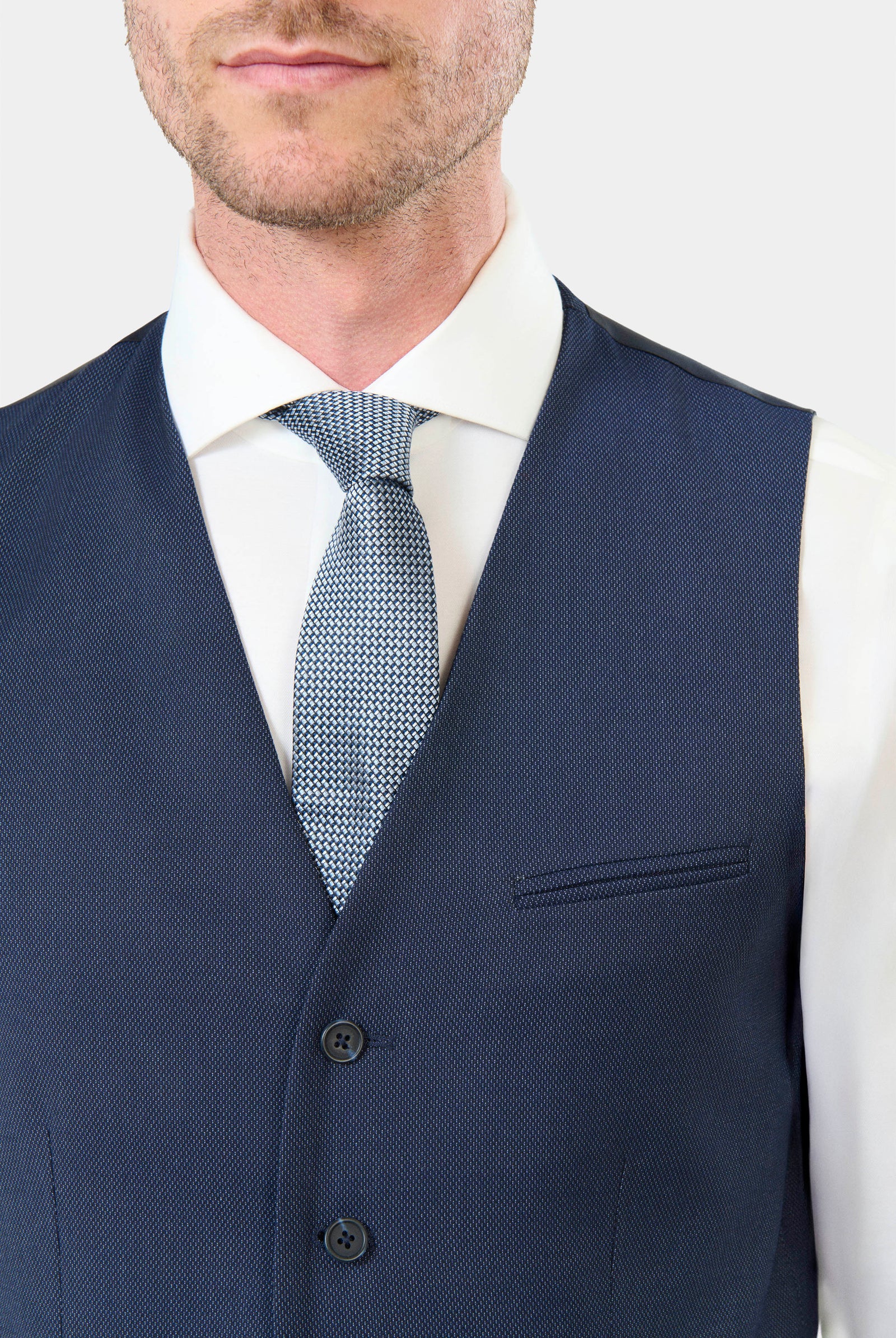 Gilet de costume, piqué stretch faux-uni Jerem, entièrement doublée