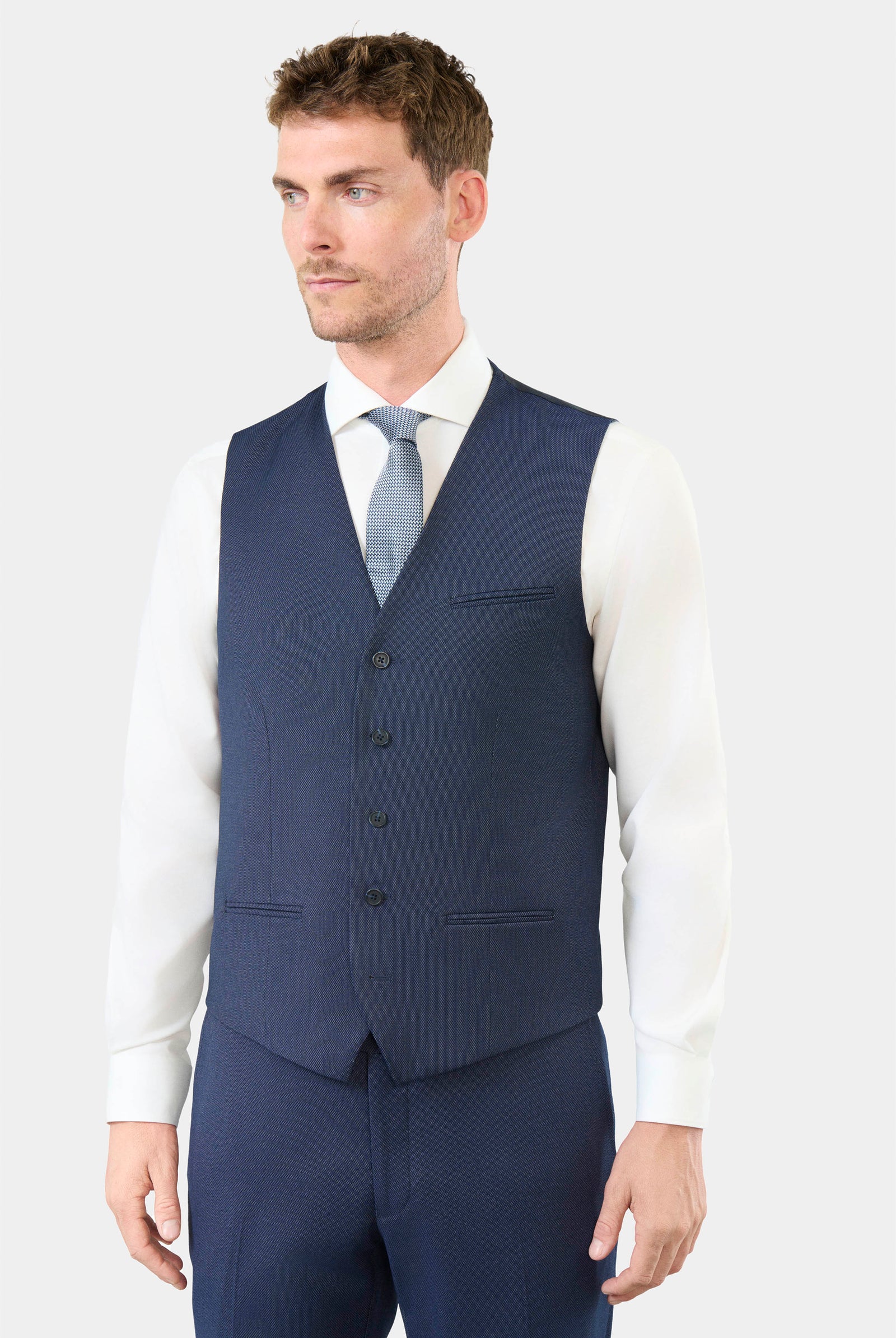 Gilet de costume en piqué stretch faux-uni Jerem, entièrement doublée