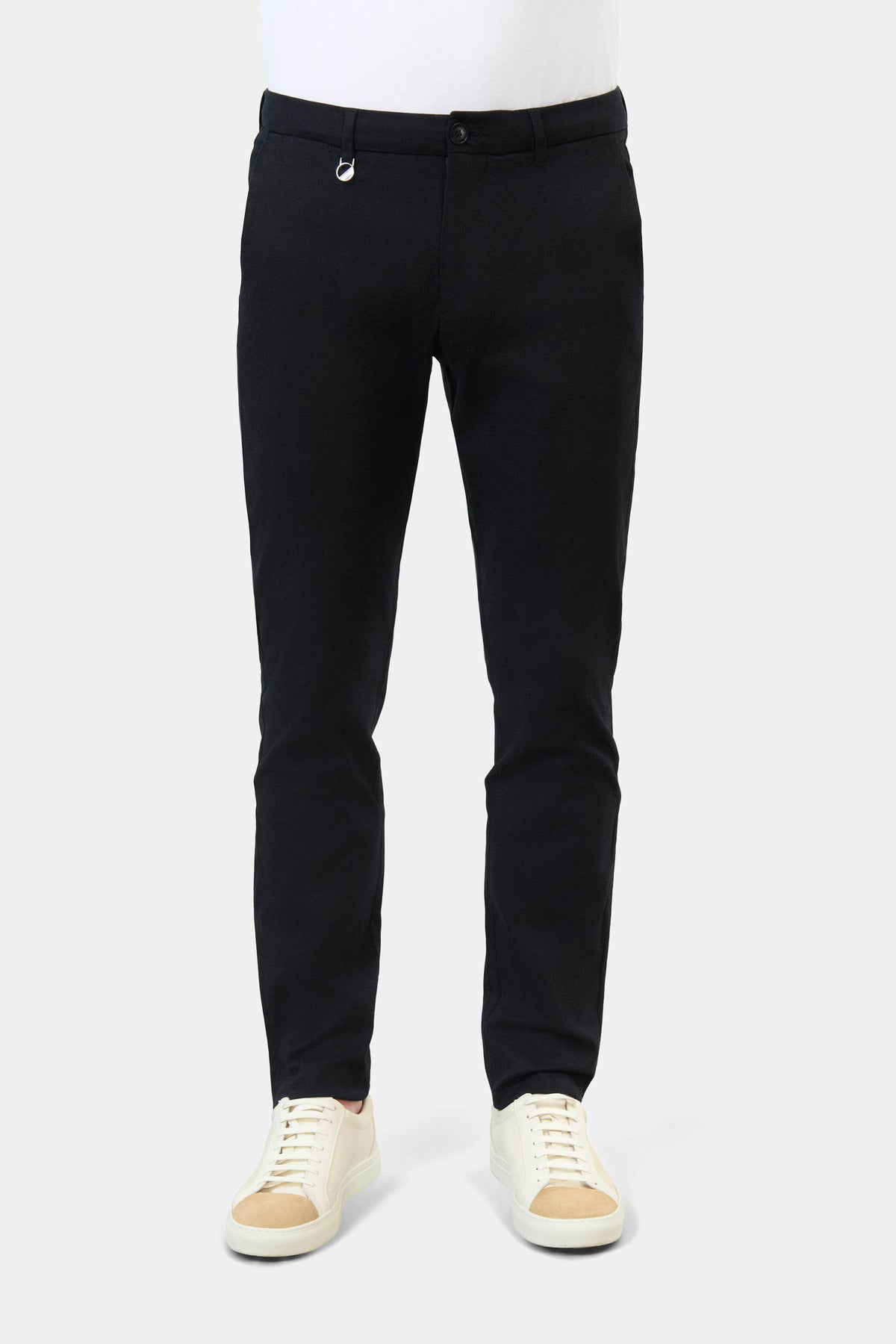 Pantalon ajusté en gabardine stretch classique Jerem, ceinture sartoriale stretch, ceinture sartoriale