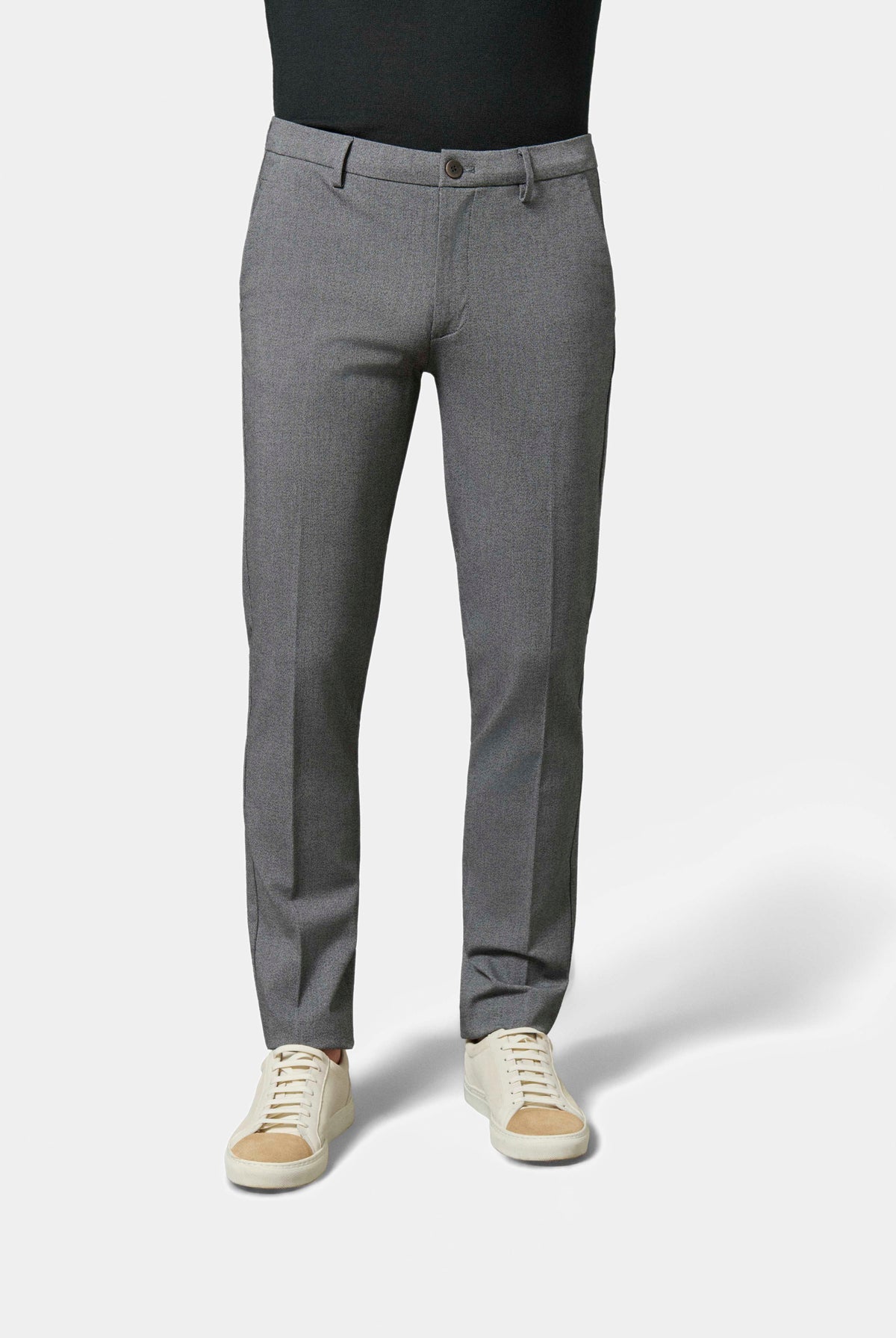 Sarga elástica falso liso — Pantalón minimalista Jerem, bolsillos italianos, corte recto