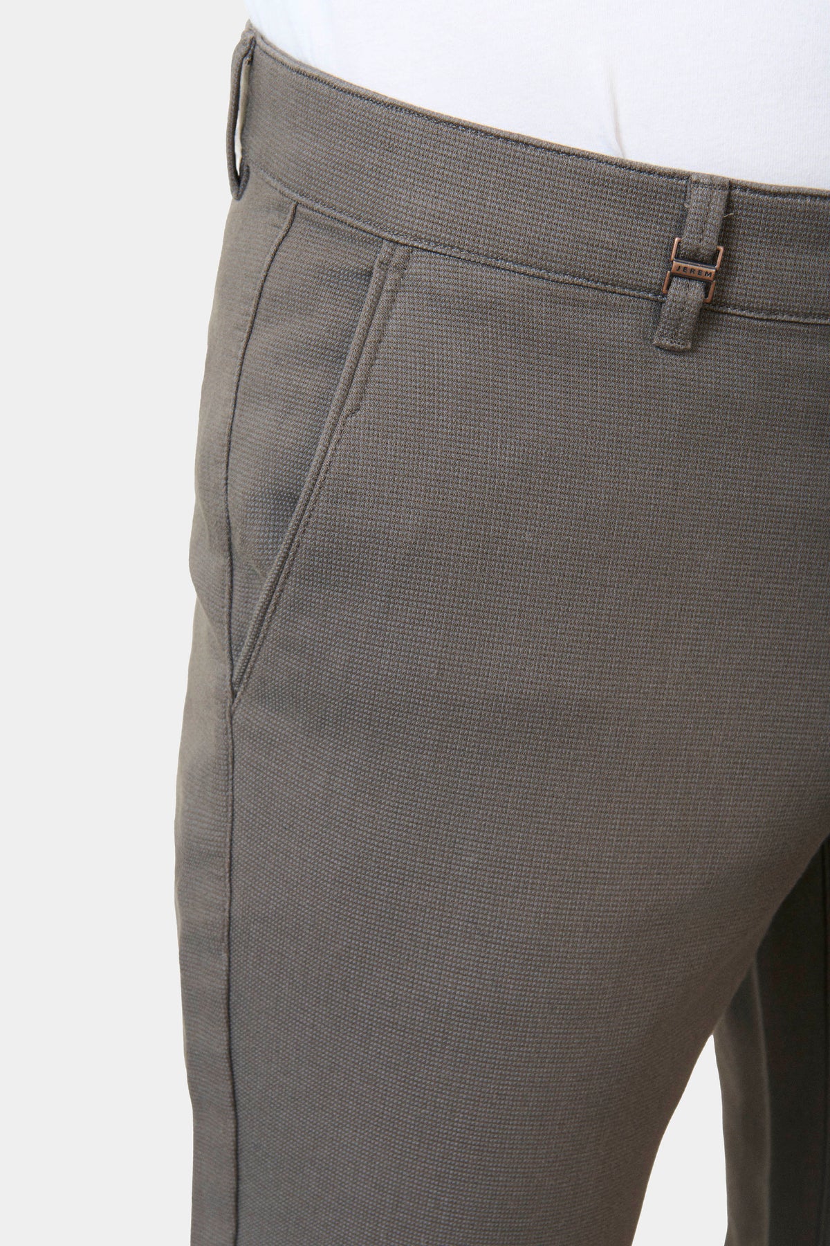 Pantalon de ville en tricotine stretch faux-unie Jerem, poches italiennes