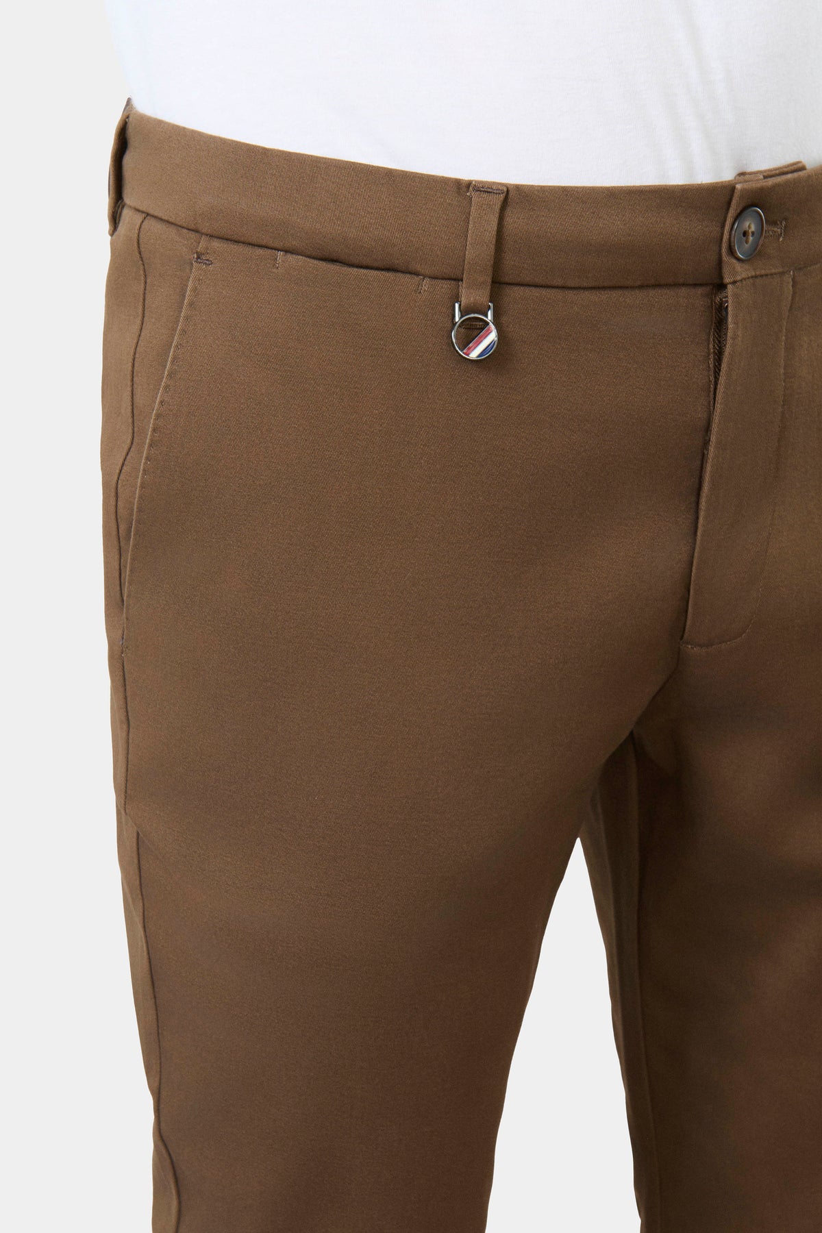 Pantalon ajusté, gabardine stretch classique Jerem, ceinture sartoriale, poches italiennes