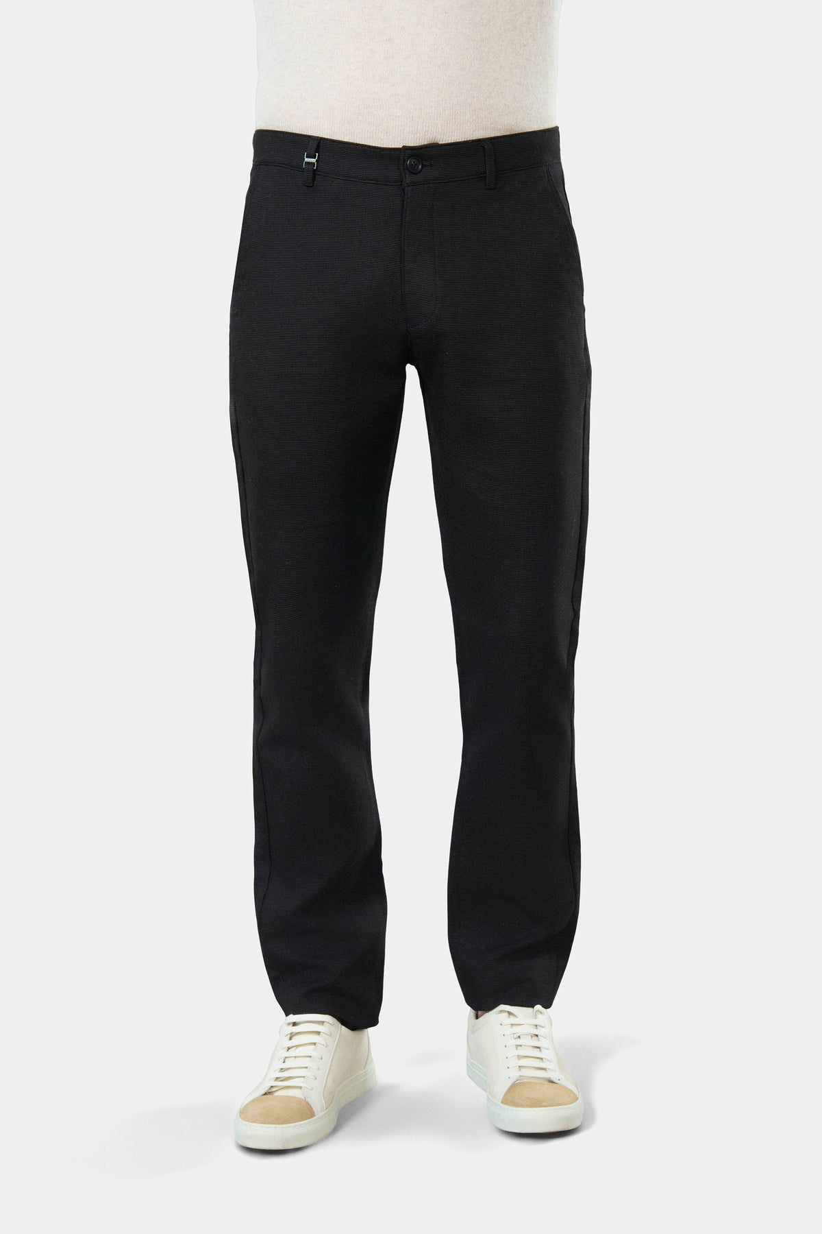 Pantalon de ville en tricotine stretch faux-unie Jerem, poches italiennes, coupe droite