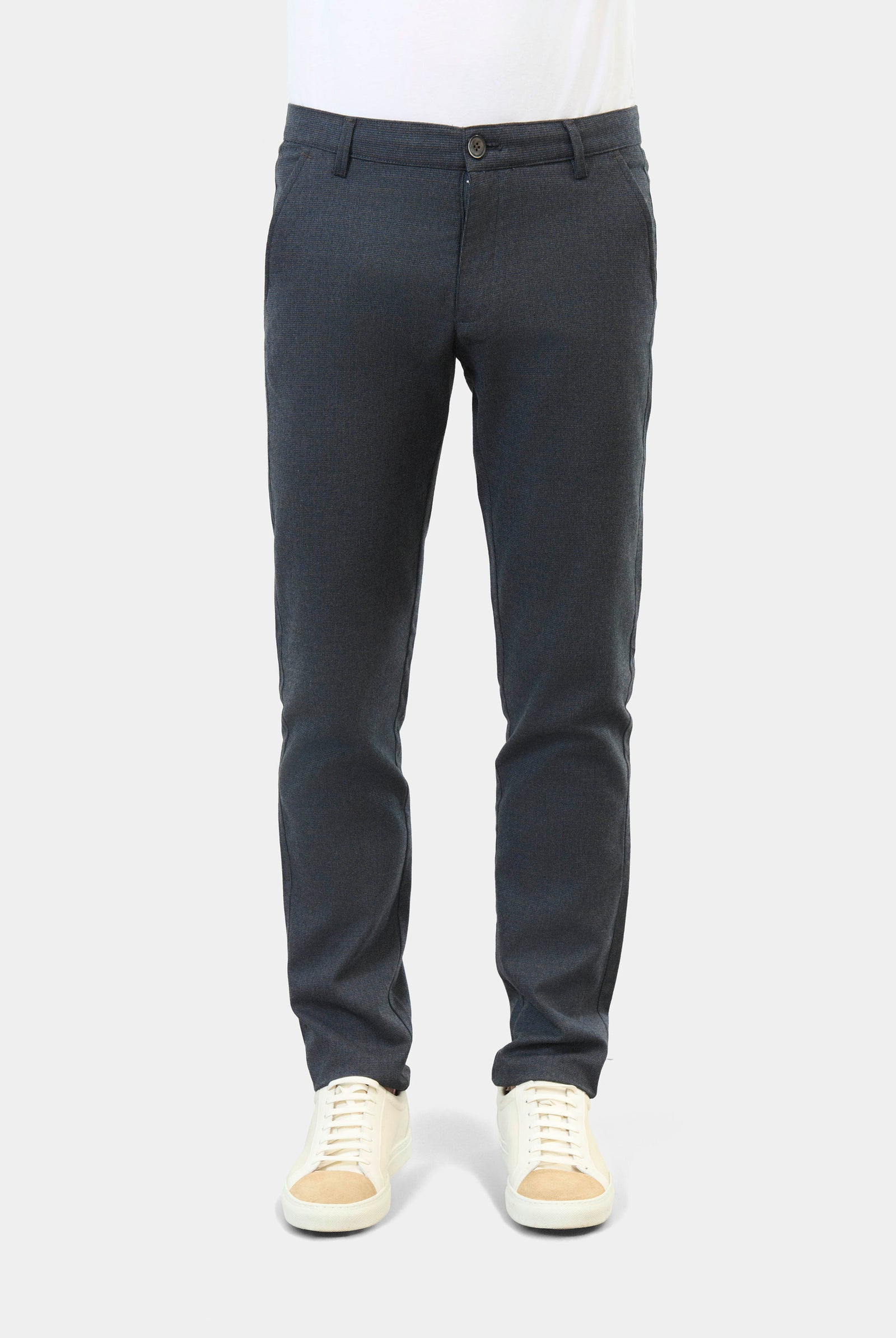 Pantalon de ville en pépita chiné stretch Jerem, poches italiennes