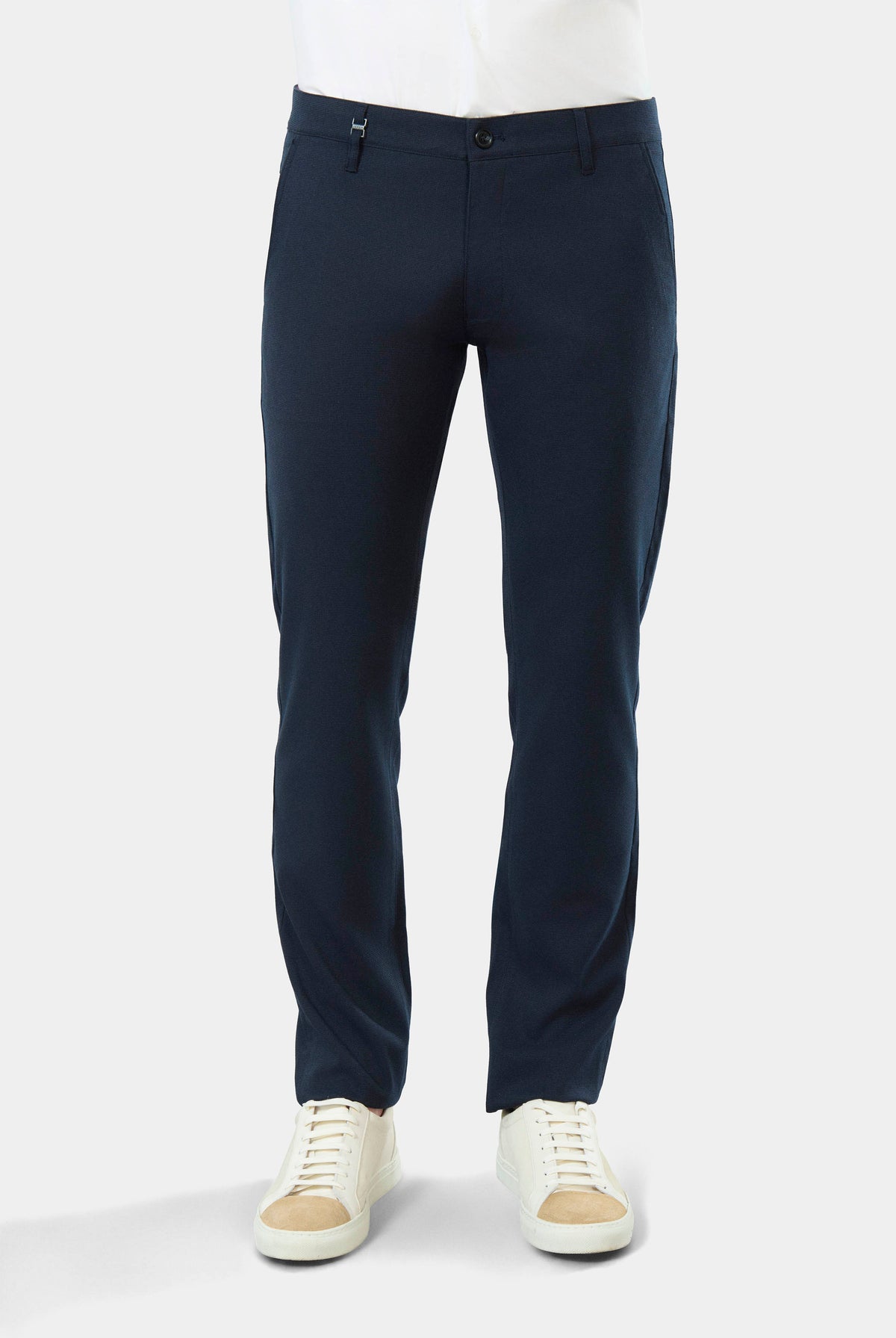 Pantalon décontracté en sergé stretch faux-uni Jerem, poches italiennes, coupe droite