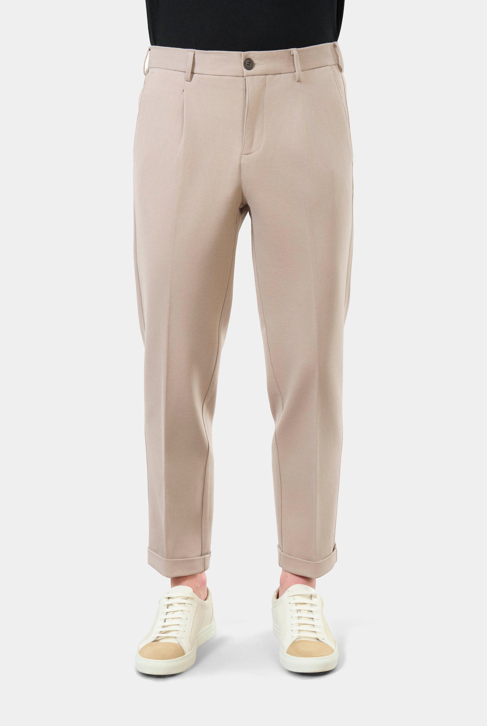 Pantalon pince en maille technique Jerem, ceinture sartoriale, poches italiennes