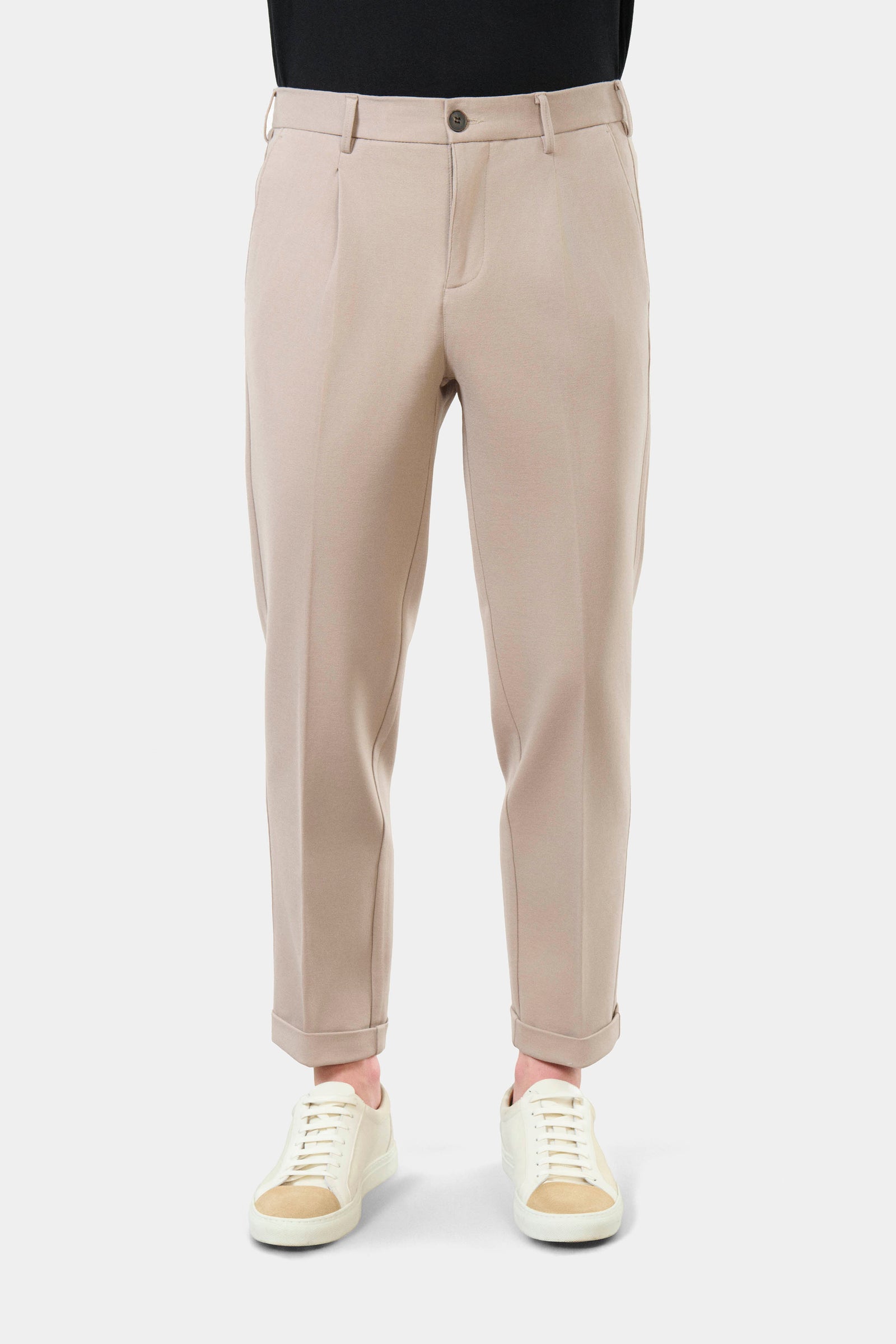 Pantalon pince en maille technique Jerem, ceinture sartoriale, poches italiennes