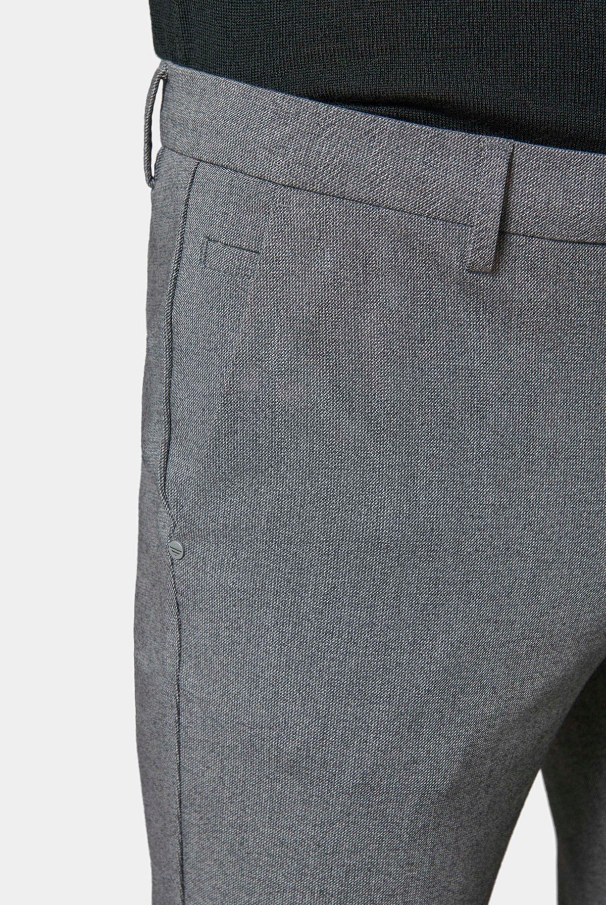 Pantalón minimalista de sarga elástica falso liso, Jerem