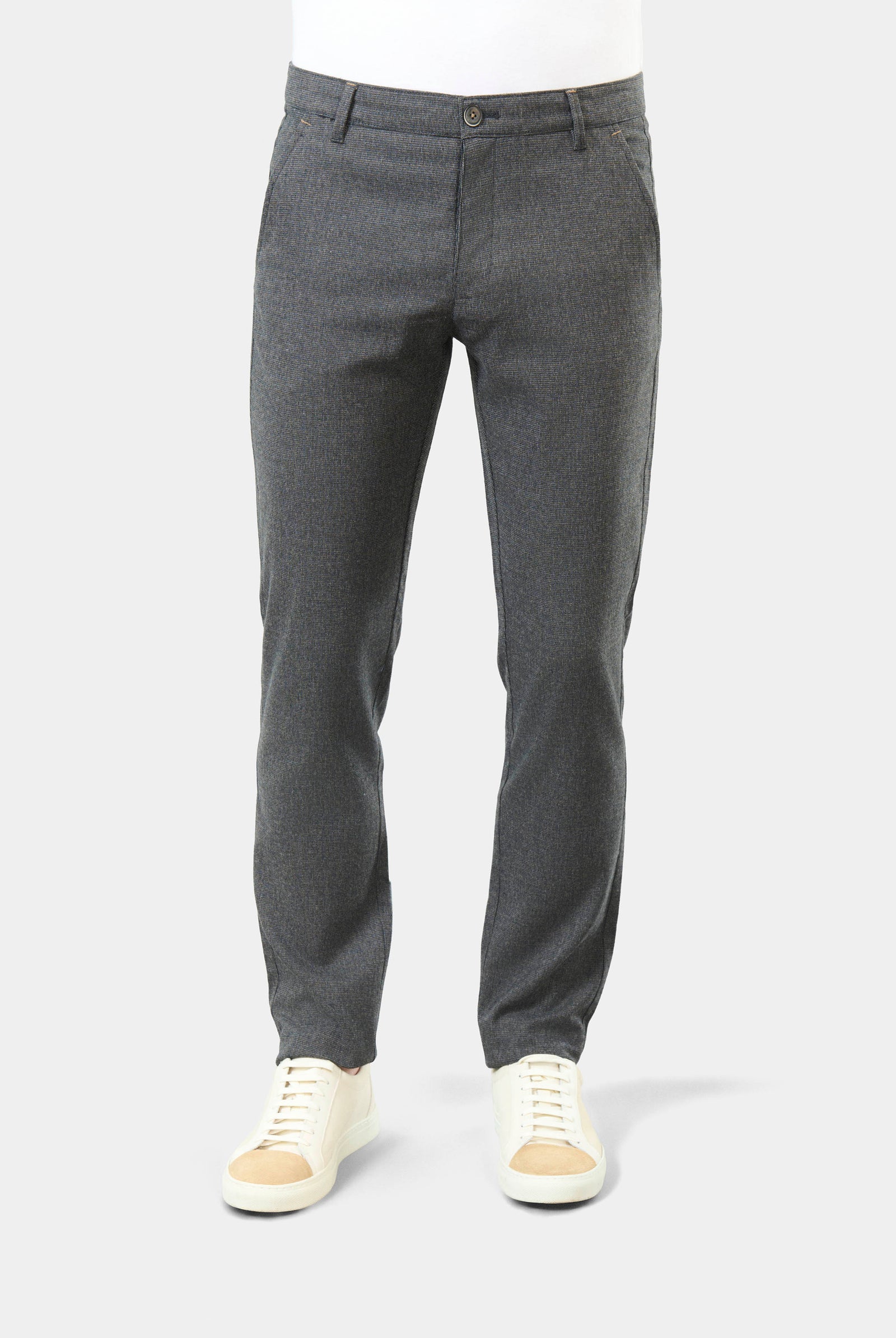 Pépita chiné stretch — Pantalon de ville Jerem, poches italiennes