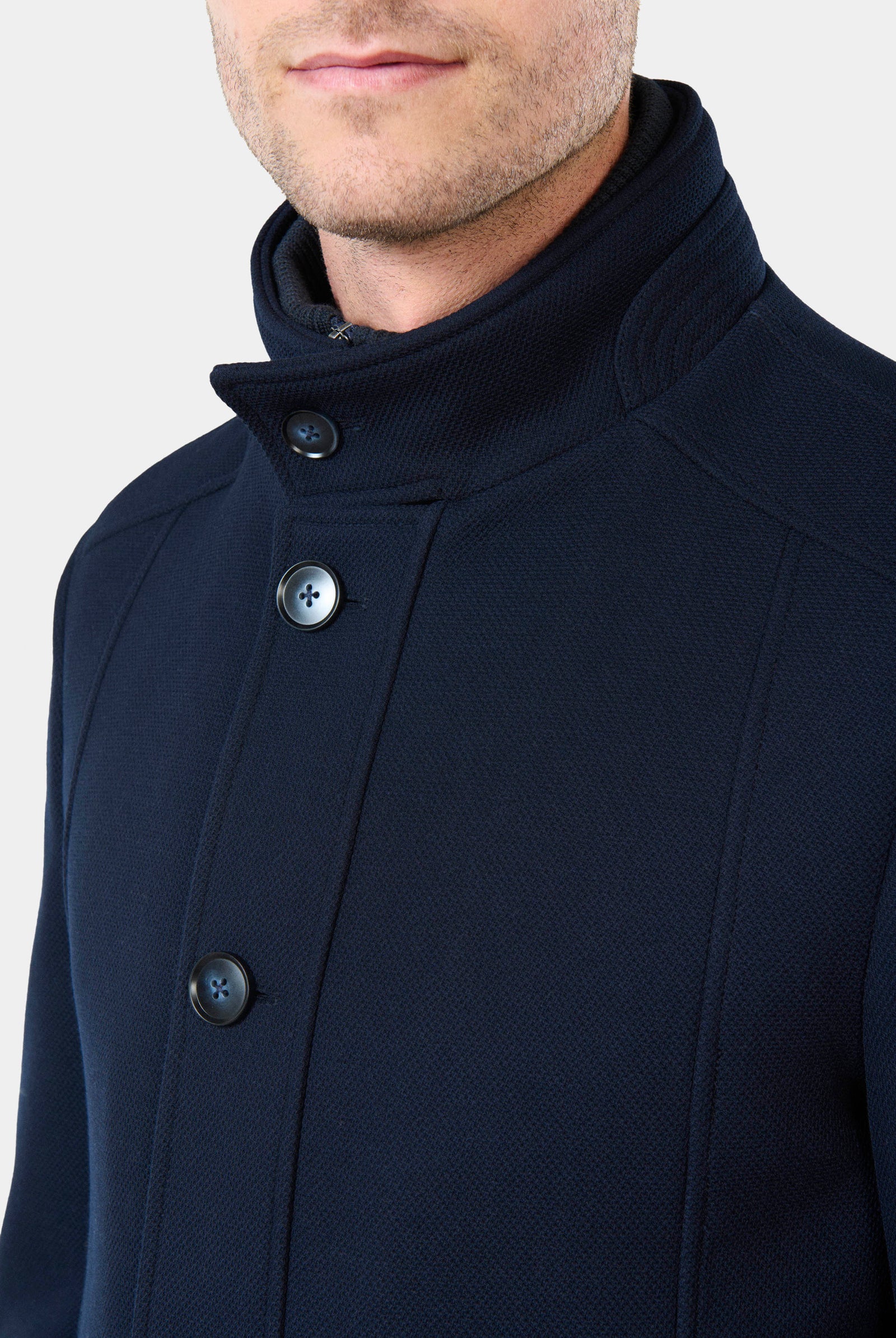 Manteau col officier Bruma Jerem, coupe droite, simple boutonnage
