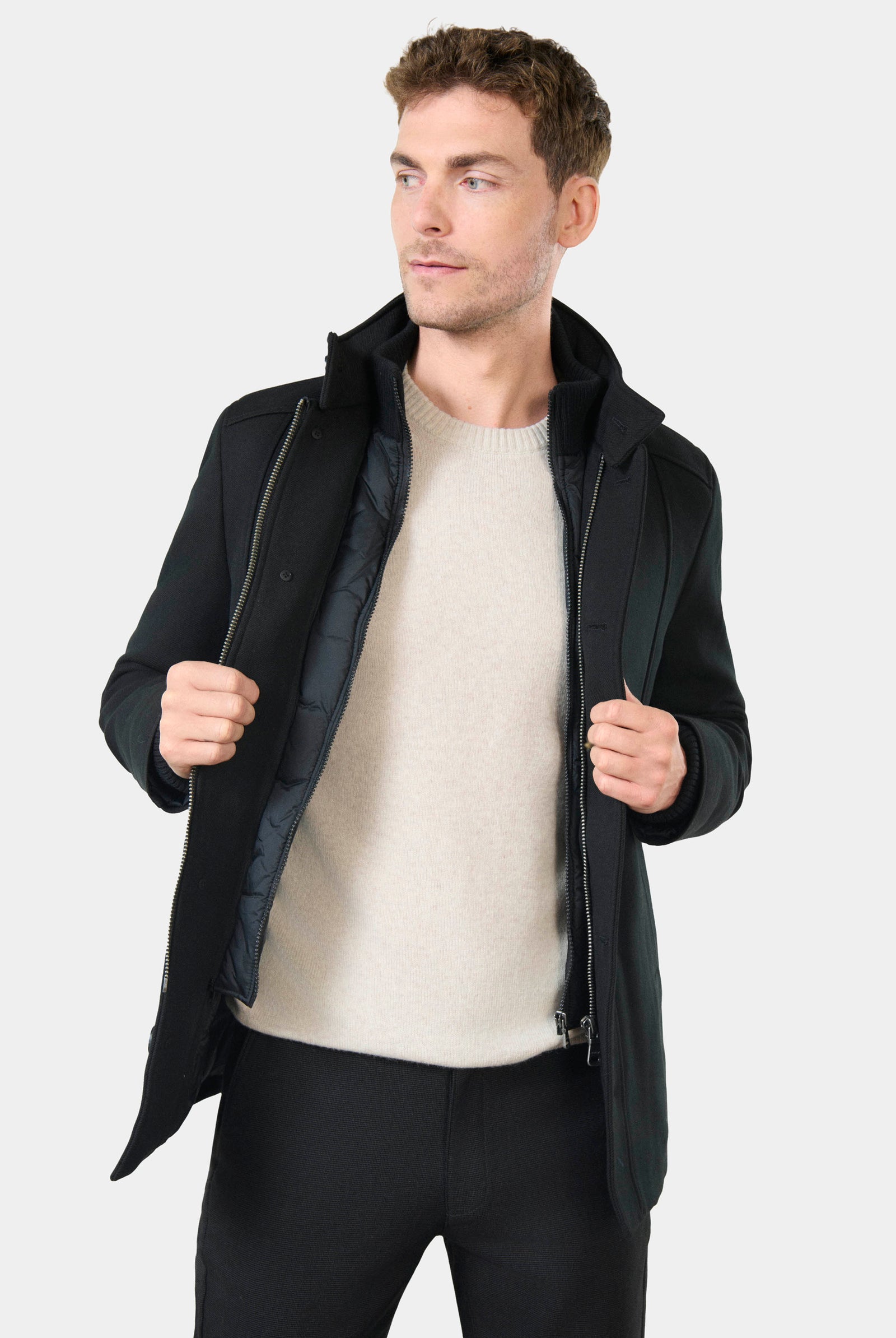 Manteau col officier Brush Jerem, simple boutonnage