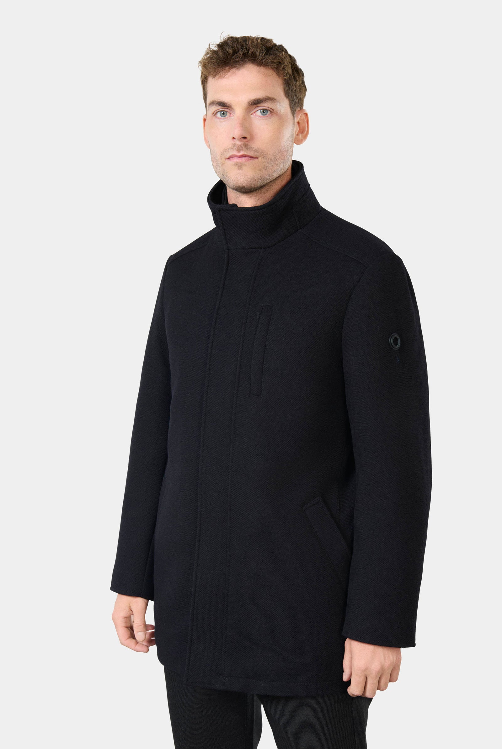 Manteau zippé col montant Barka Jerem, poche poitrine, coupe droite