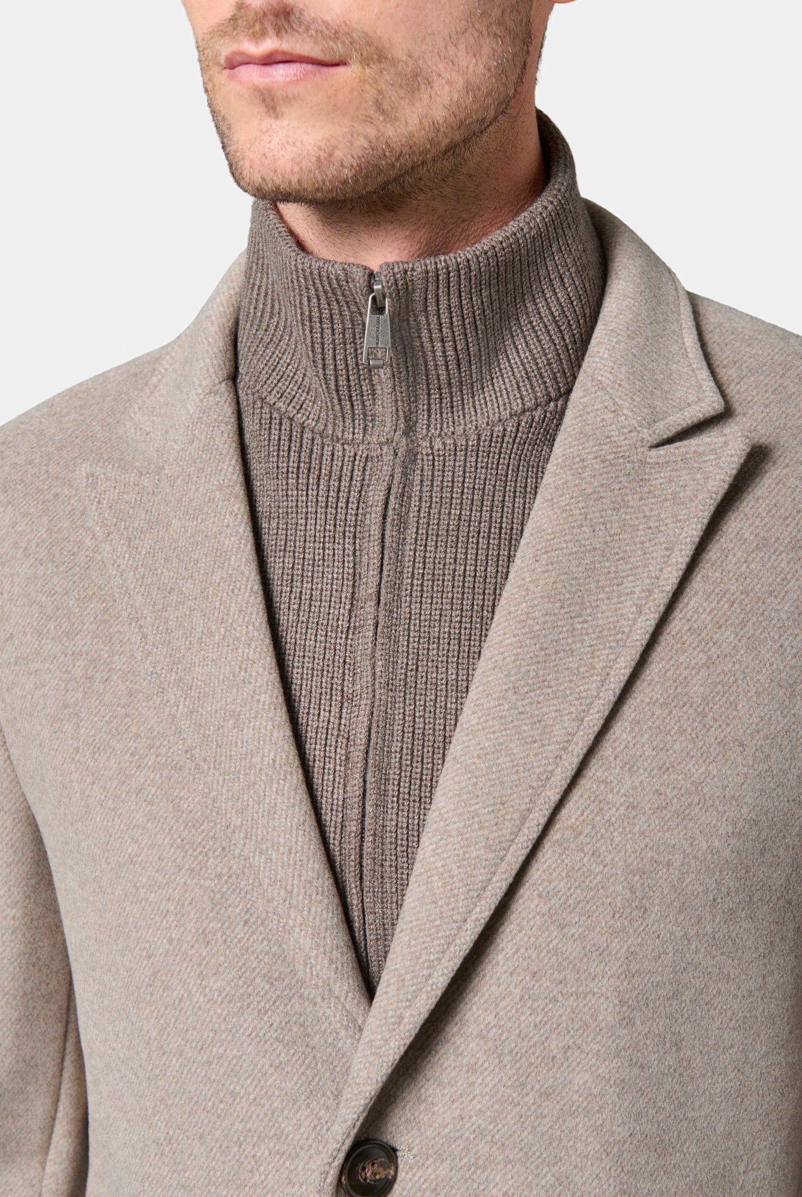 Bord-côte Shuty — Manteau col tailleur avec plastron amovible Jerem, simple boutonnage, coupe confortable