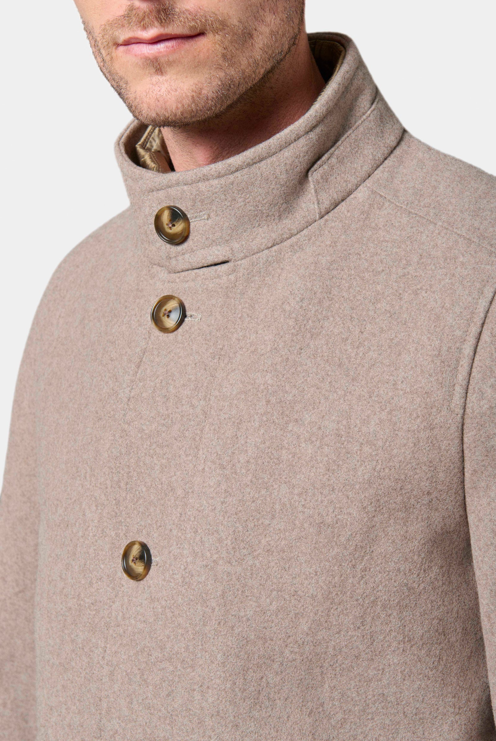 Manteau col officier avec plastron amovible Colaf Jerem, simple boutonnage