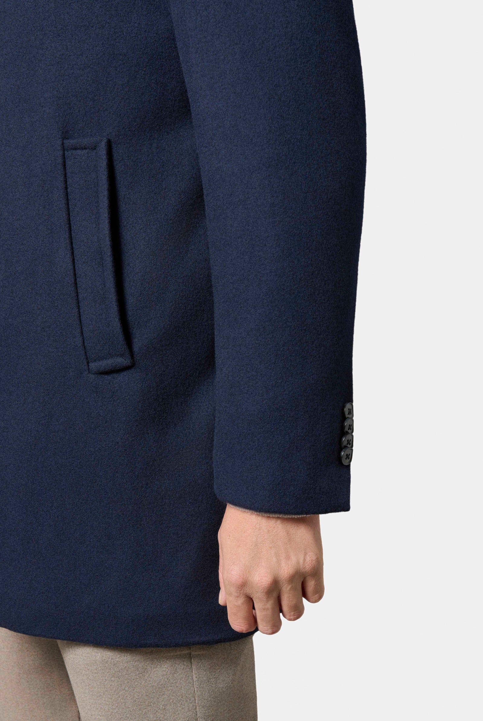Laine col officier avec plastron amovible Colfi — Manteau Jerem, simple boutonnage, coupe droite