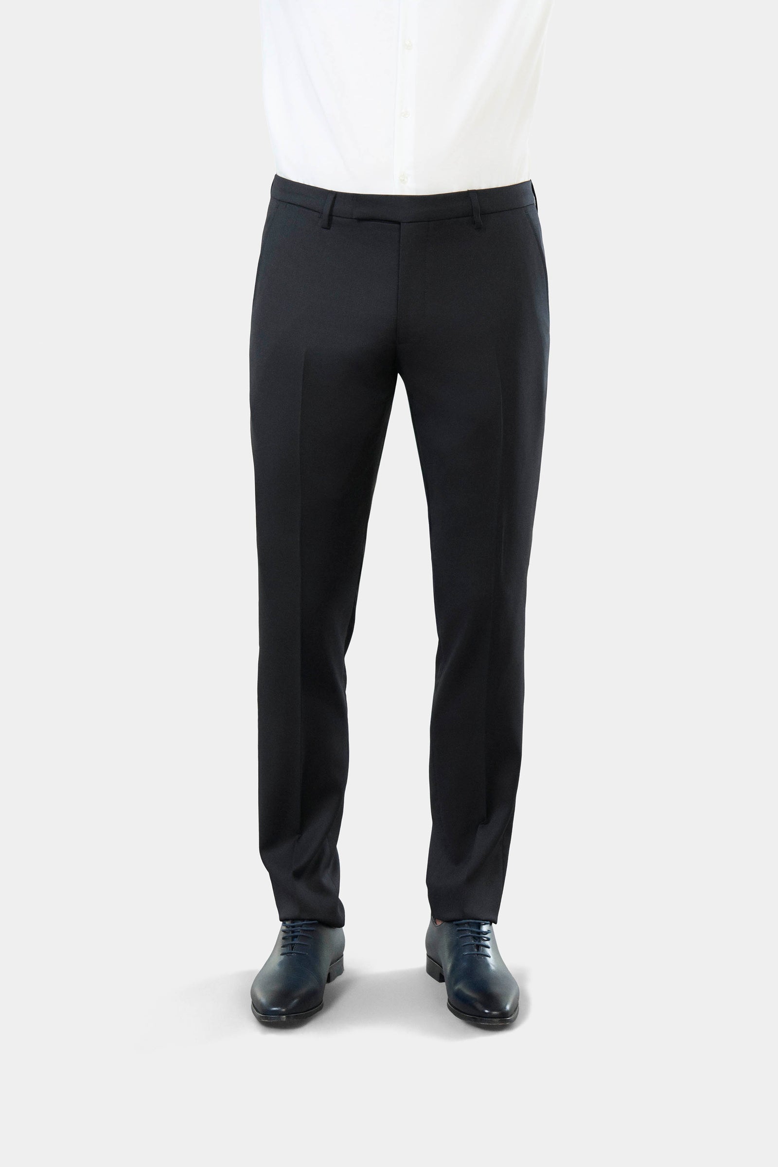 Laine vierge Super 120's « Natural stretch » — Pantalon de costume ajusté Jerem, ceinture sartoriale, poches italiennes
