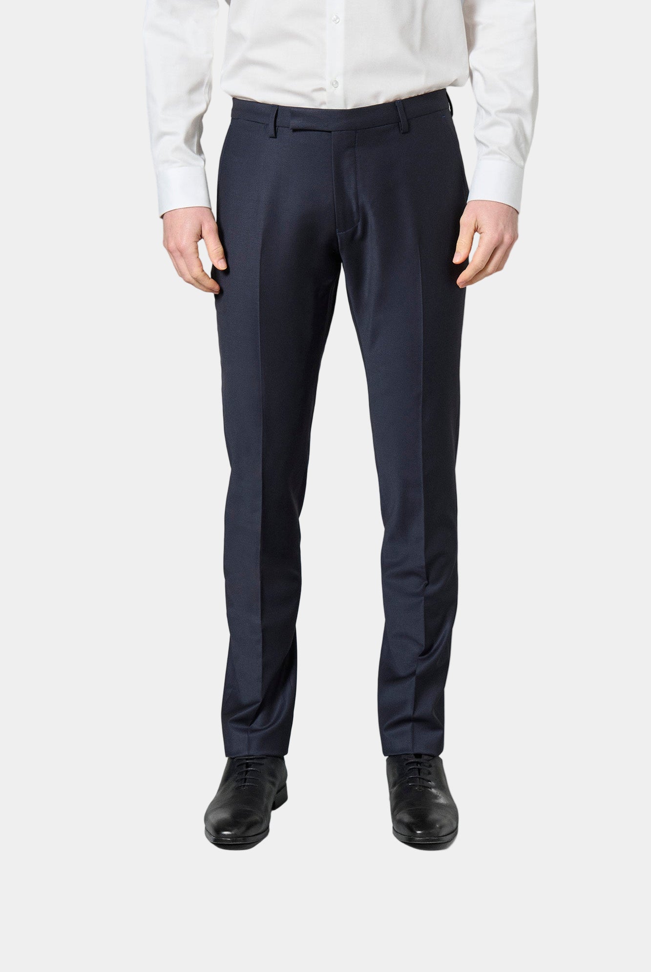Pantalon de costume ajusté en laine mélangée bi-stretch Jerem, intérieur semi-doublé, ceinture sartoriale stretch, ceinture sartoriale