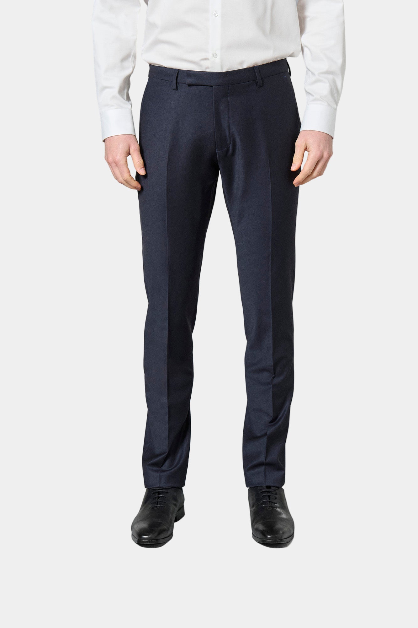 Pantalon de costume ajusté en laine mélangée bi-stretch Jerem, intérieur semi-doublé, ceinture sartoriale stretch, ceinture sartoriale