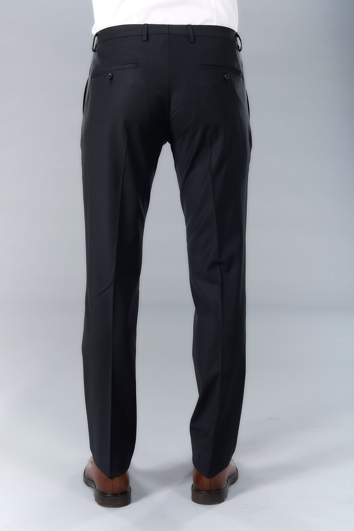Laine mélangée — Pantalon de costume ajusté et bi-stretch Jerem, ceinture sartoriale, poches italiennes