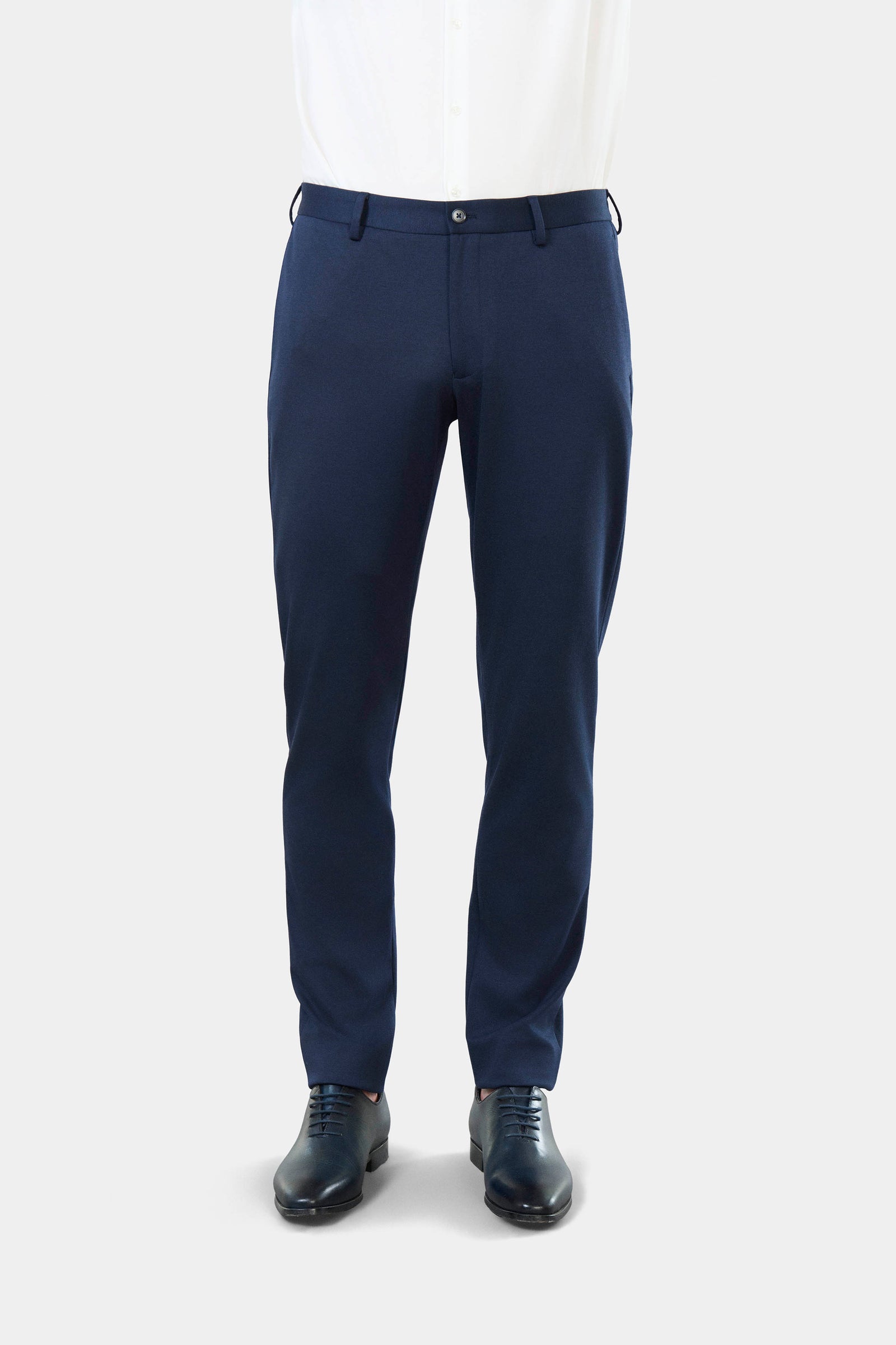 Pantalon de costume ajusté semi-élastiquée en jersey chiné teint en fil Jerem