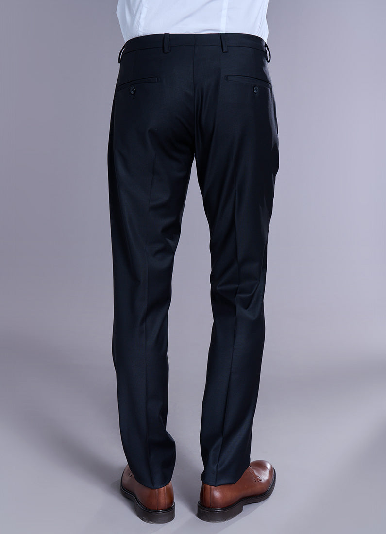 Laine mélangée — Pantalon de costume ajusté et bi-stretch Jerem, intérieur semi-doublé, ceinture sartoriale stretch